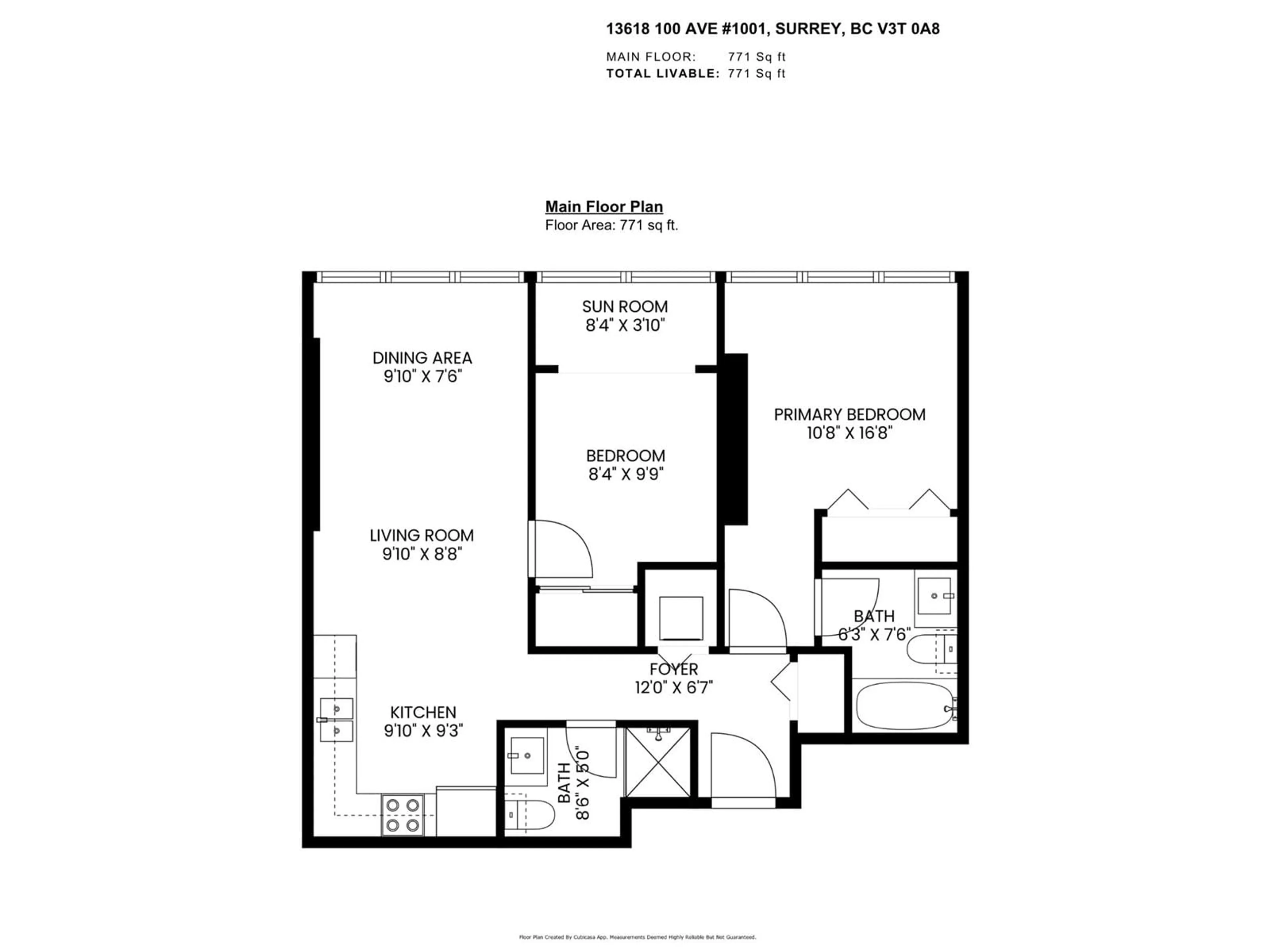 Floor plan for 1001 - 13618 100, Surrey British Columbia V3T0A8