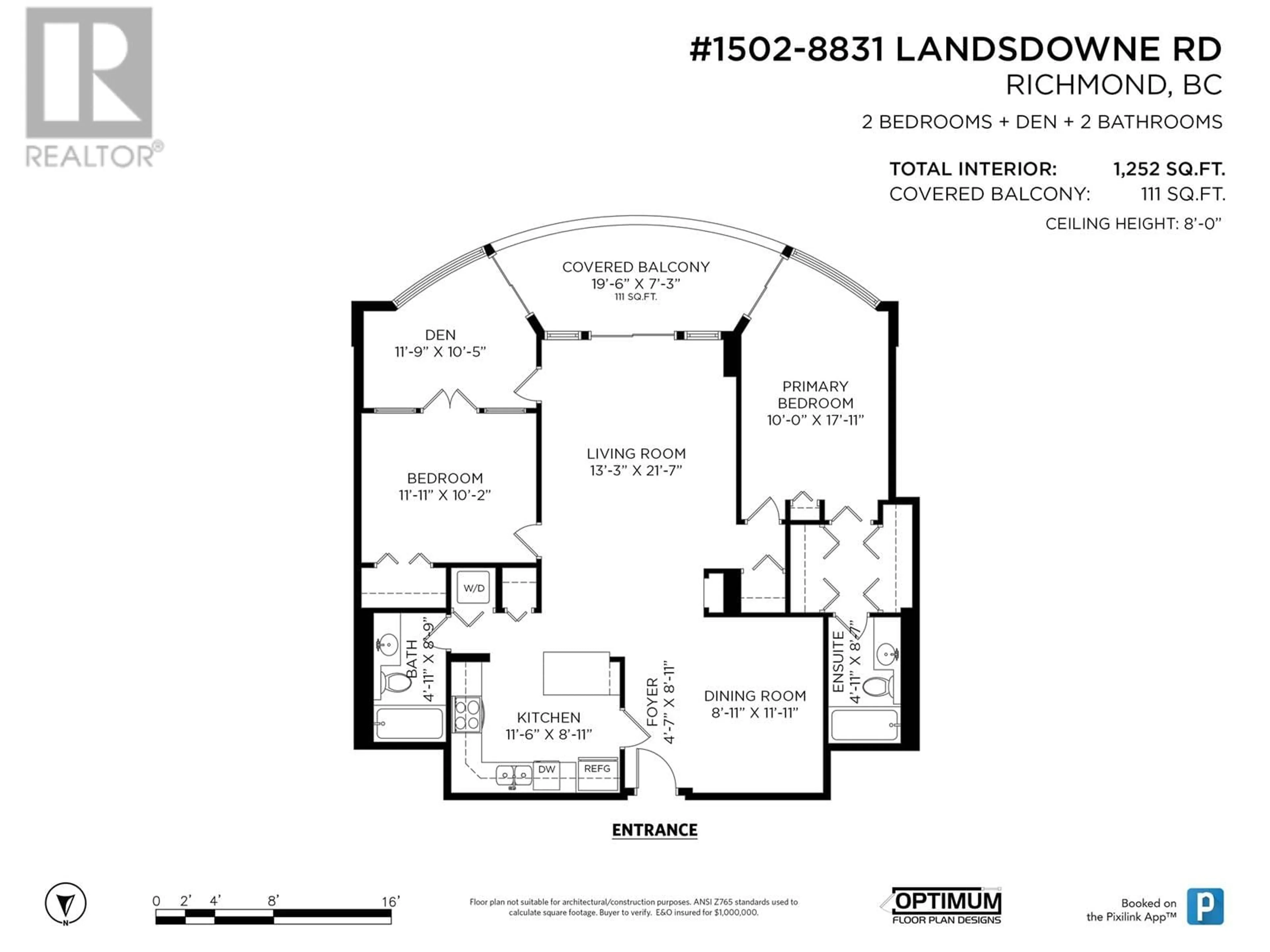 Floor plan for 1502 - 8831 LANSDOWNE ROAD, Richmond British Columbia V6X3T5