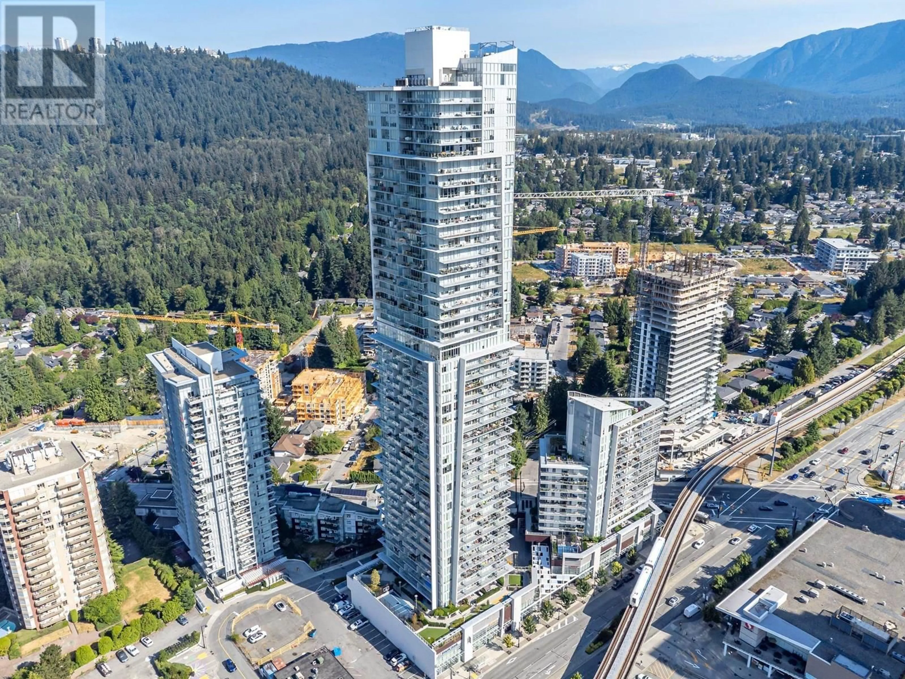 A pic from outside/outdoor area/front of a property/back of a property/a pic from drone, city buildings view from balcony for 2701 - 567 CLARKE ROAD, Coquitlam British Columbia V3J0K7