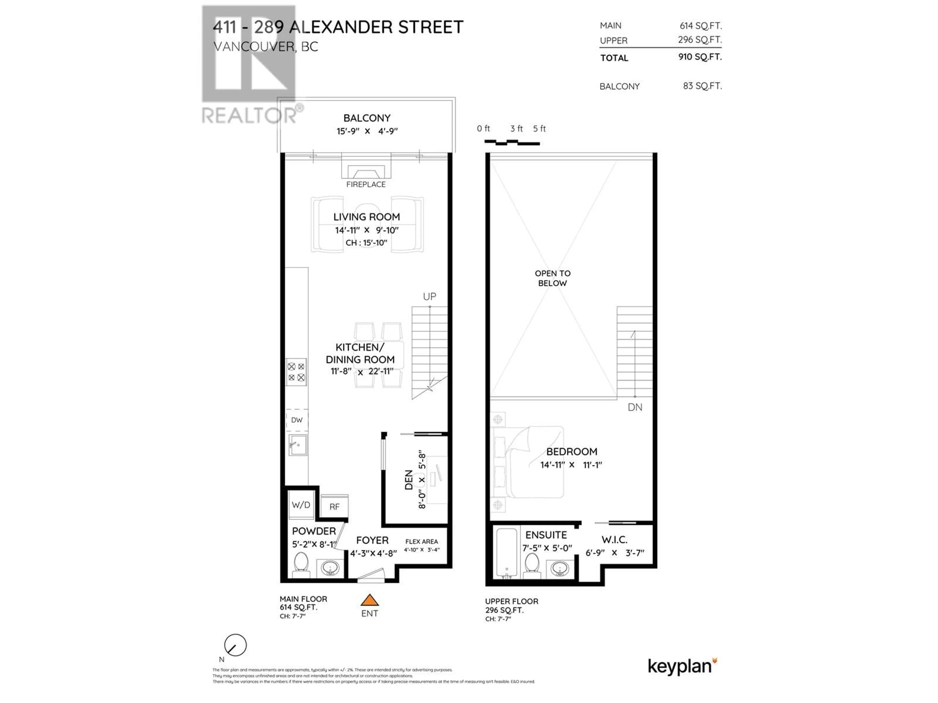 Floor plan for 411 - 289 ALEXANDER STREET, Vancouver British Columbia V6A4H6
