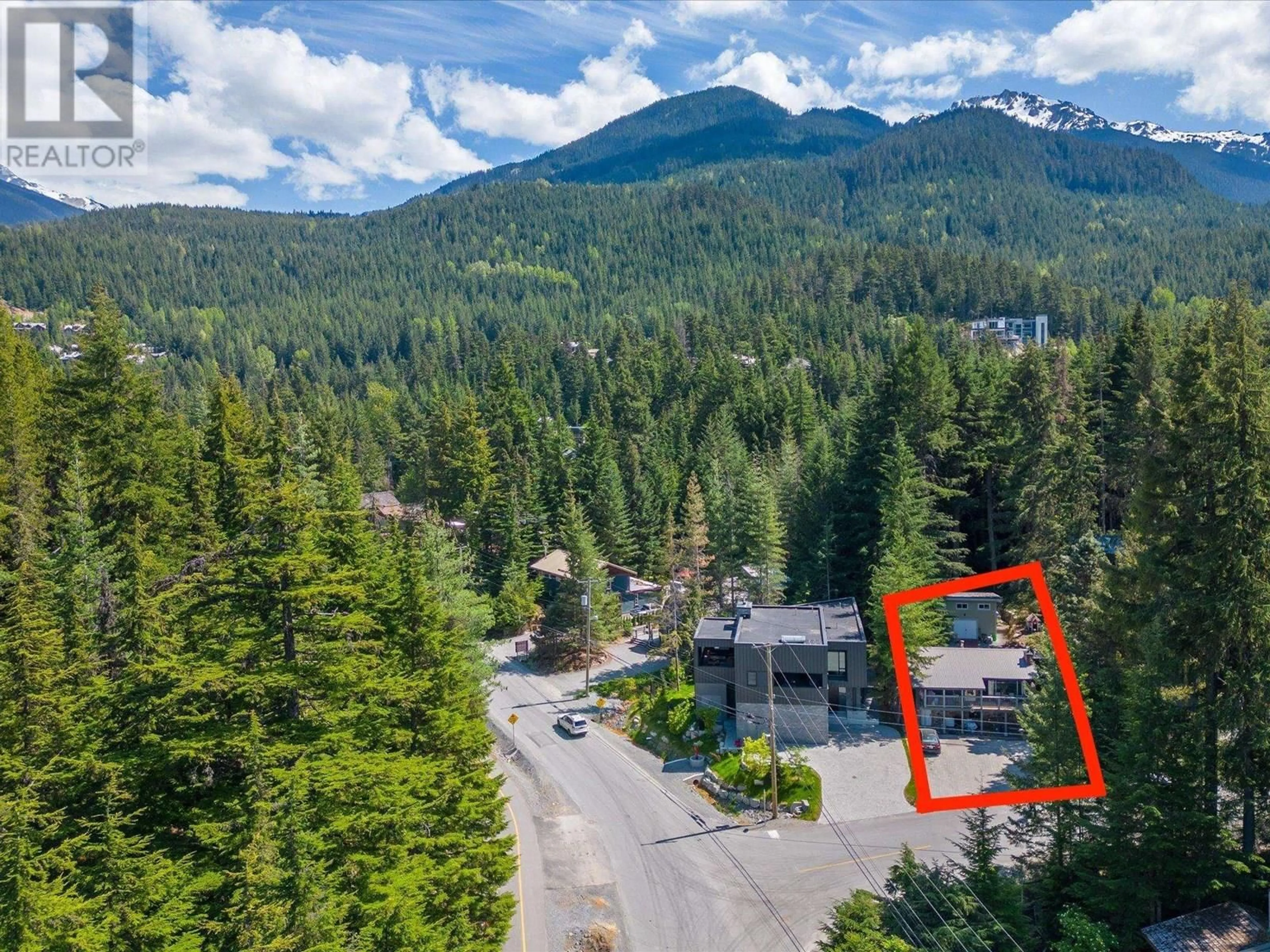 A pic from outside/outdoor area/front of a property/back of a property/a pic from drone, forest/trees view for 3106 TYROL CRESCENT, Whistler British Columbia V8E0B8