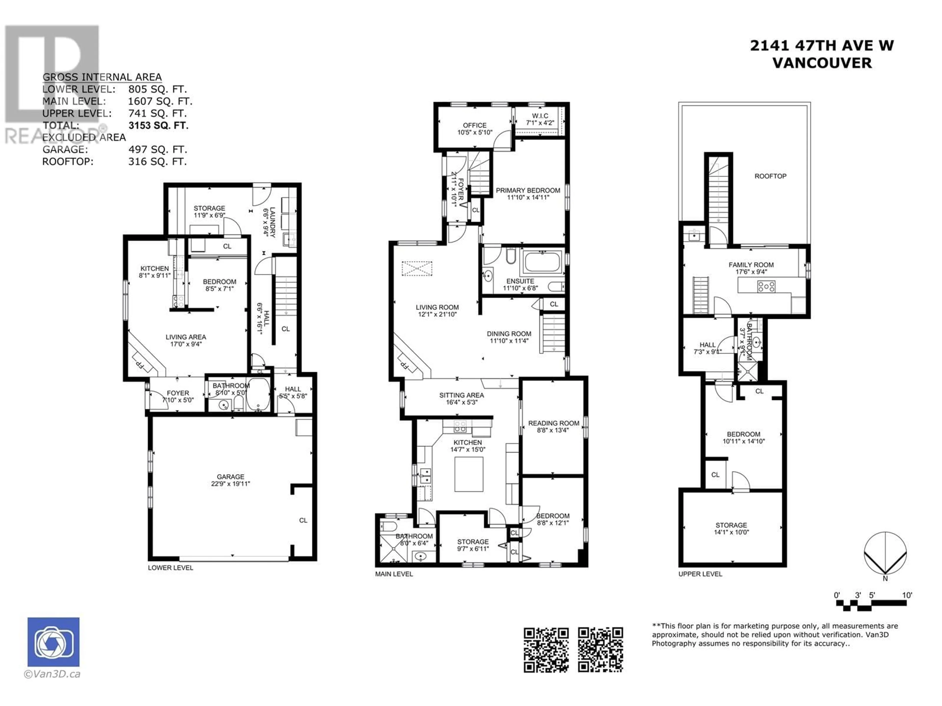 Floor plan for 2141 47TH AVENUE, Vancouver British Columbia V6M2M6