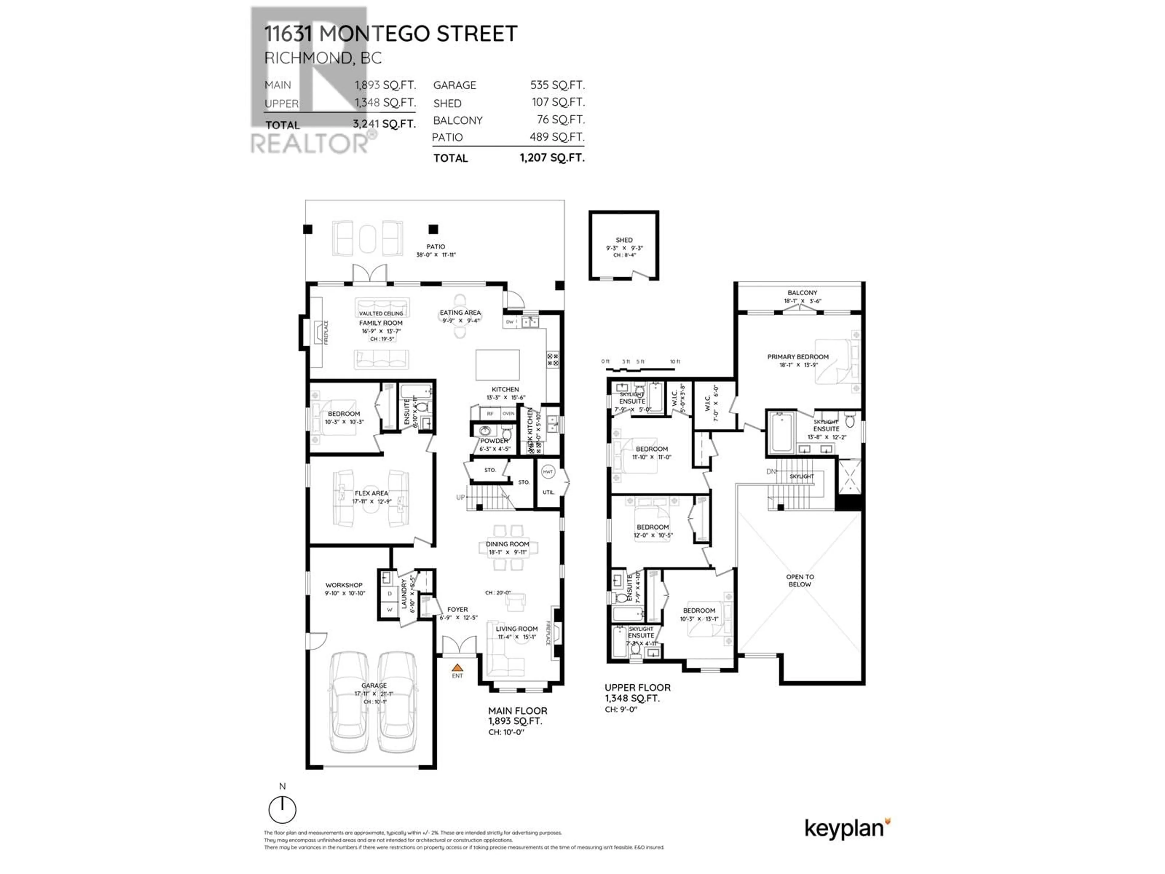 Floor plan for 11631 MONTEGO STREET, Richmond British Columbia V6X1H6