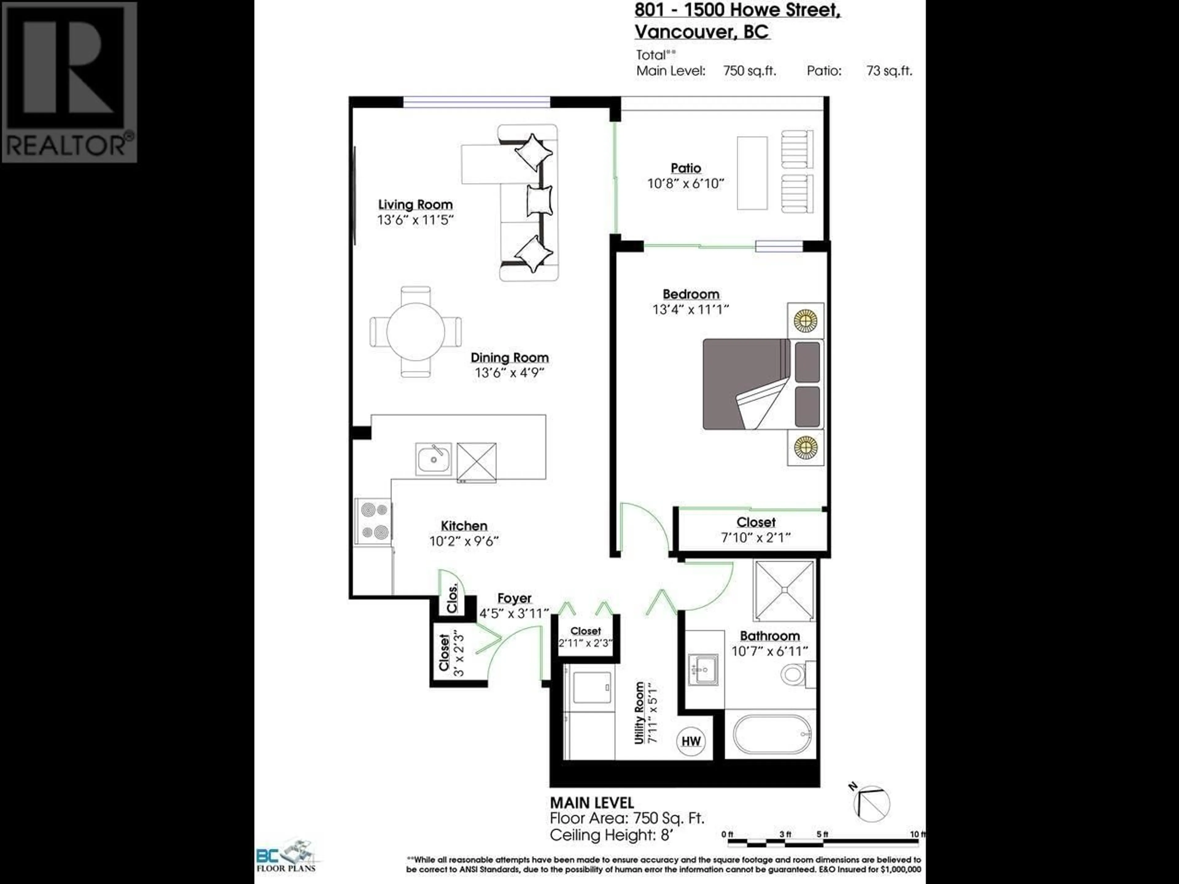 Floor plan for 801 - 1500 HOWE STREET, Vancouver British Columbia V6Z2M8