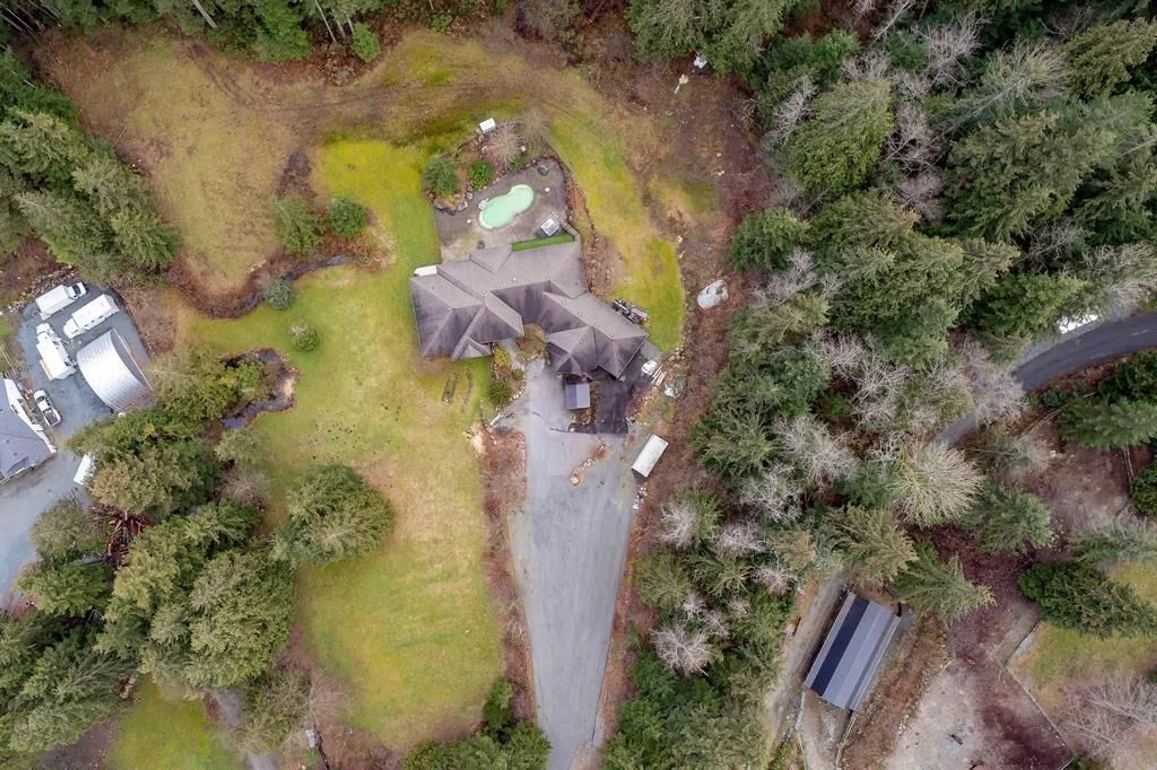 A pic from outside/outdoor area/front of a property/back of a property/a pic from drone, forest/trees view for 12236 POWELL, Mission British Columbia V4S1C1