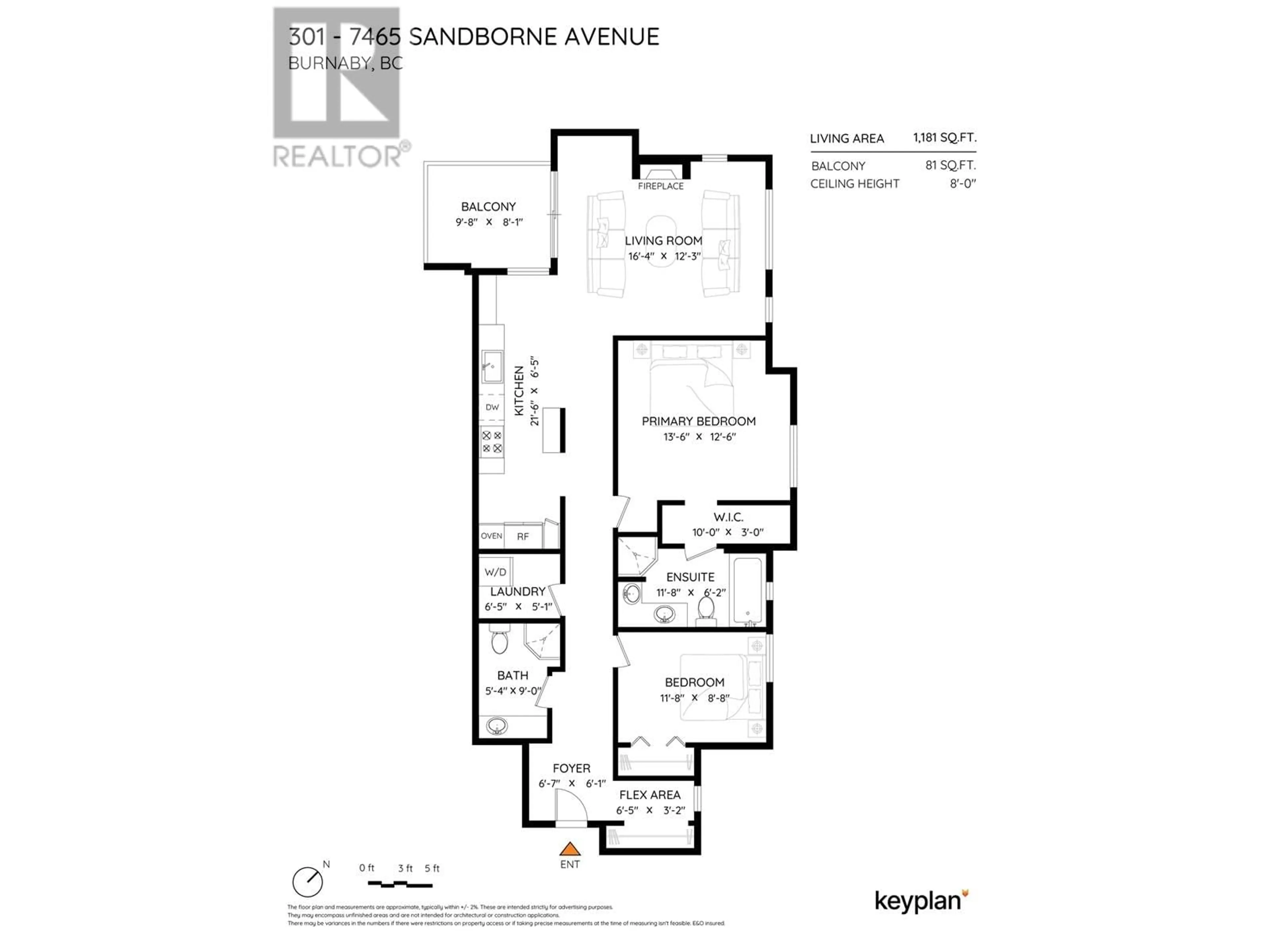 Floor plan for 301 - 7465 SANDBORNE AVENUE, Burnaby British Columbia V3N4W7