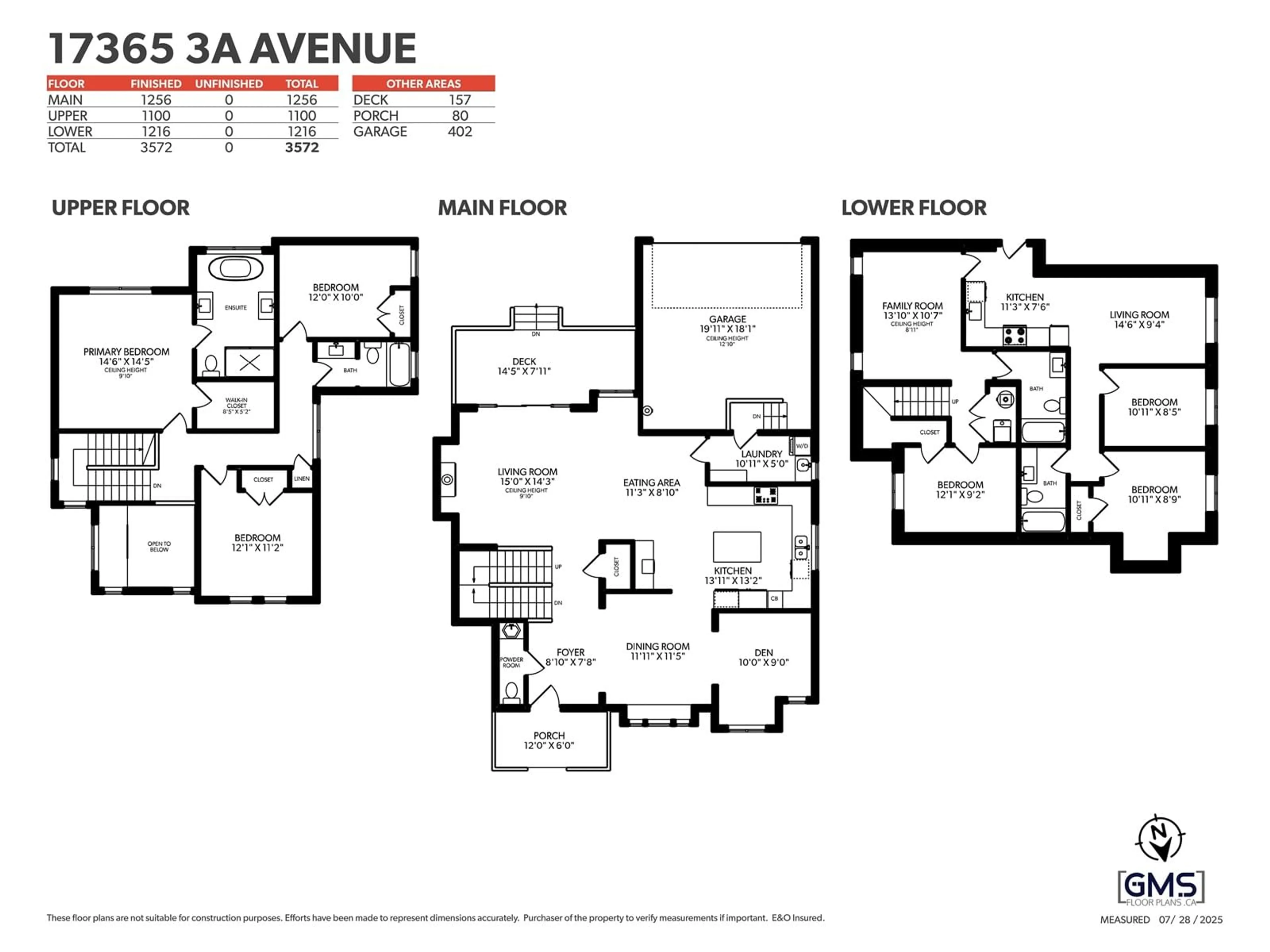 Floor plan for 17365 3A, Surrey British Columbia V3Z2N7