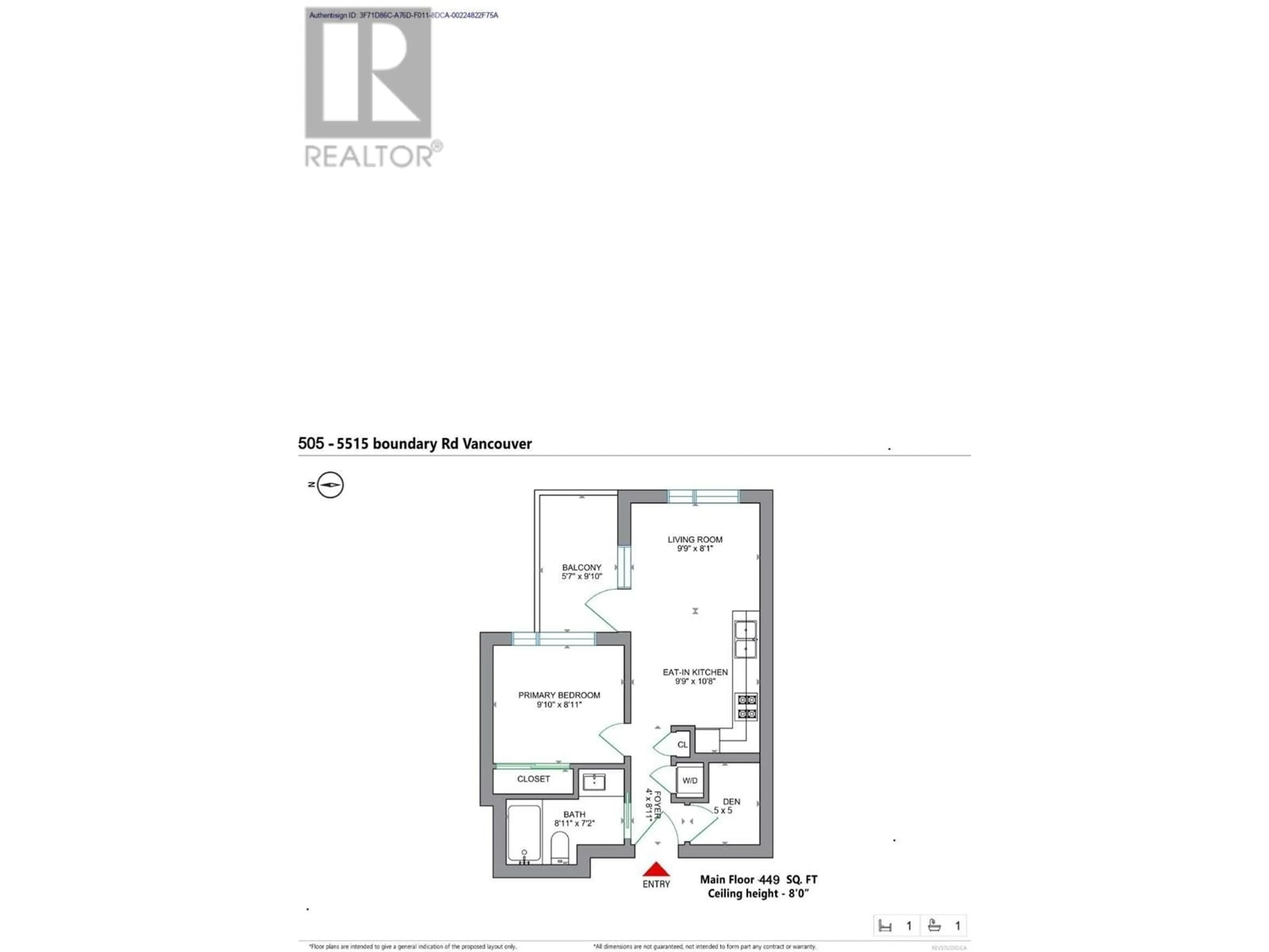 Floor plan for 505 - 5515 BOUNDARY ROAD, Vancouver British Columbia V5R0E3