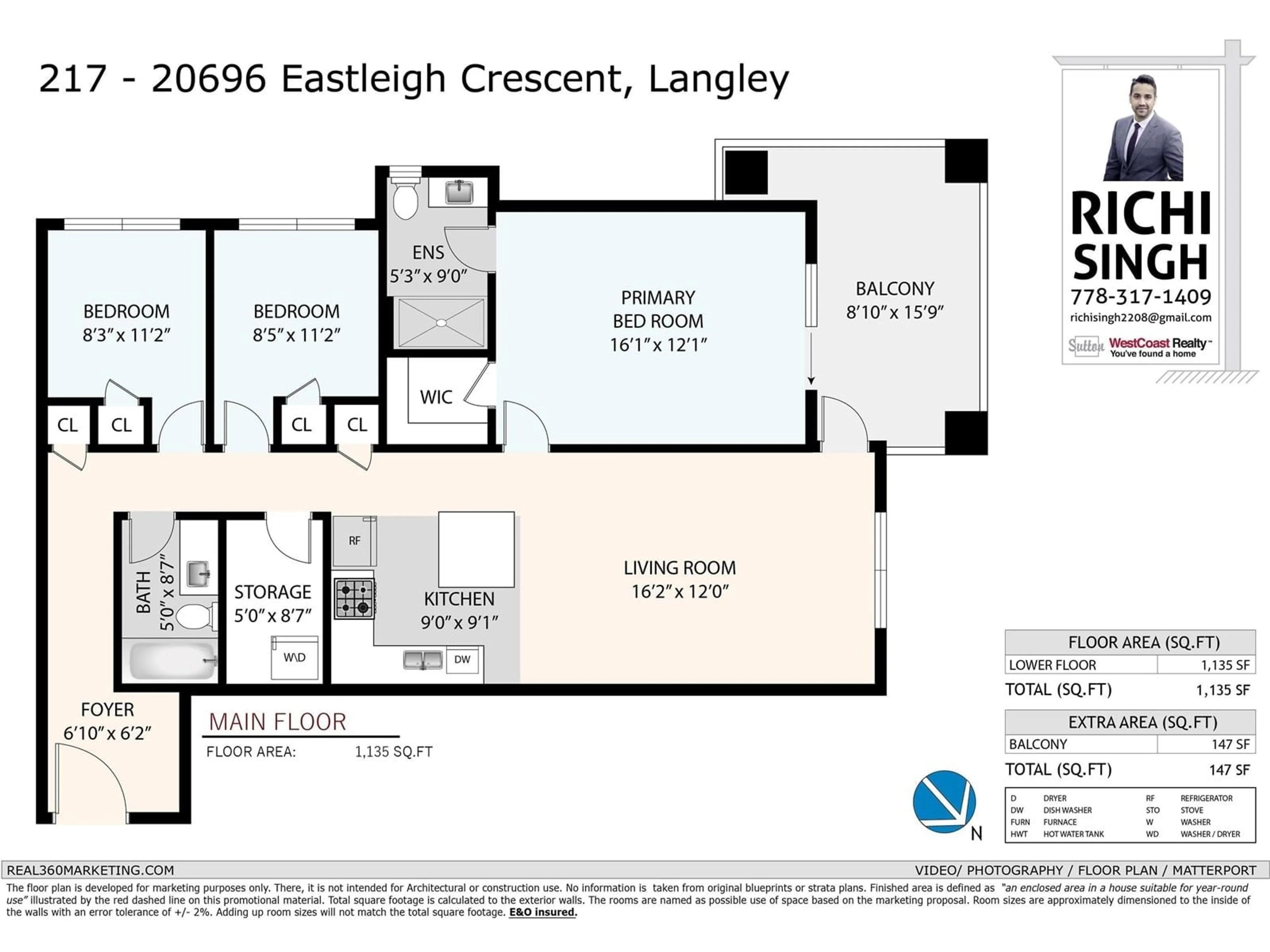 Floor plan for 217 - 20696 EASTLEIGH, Langley British Columbia V3A0M3