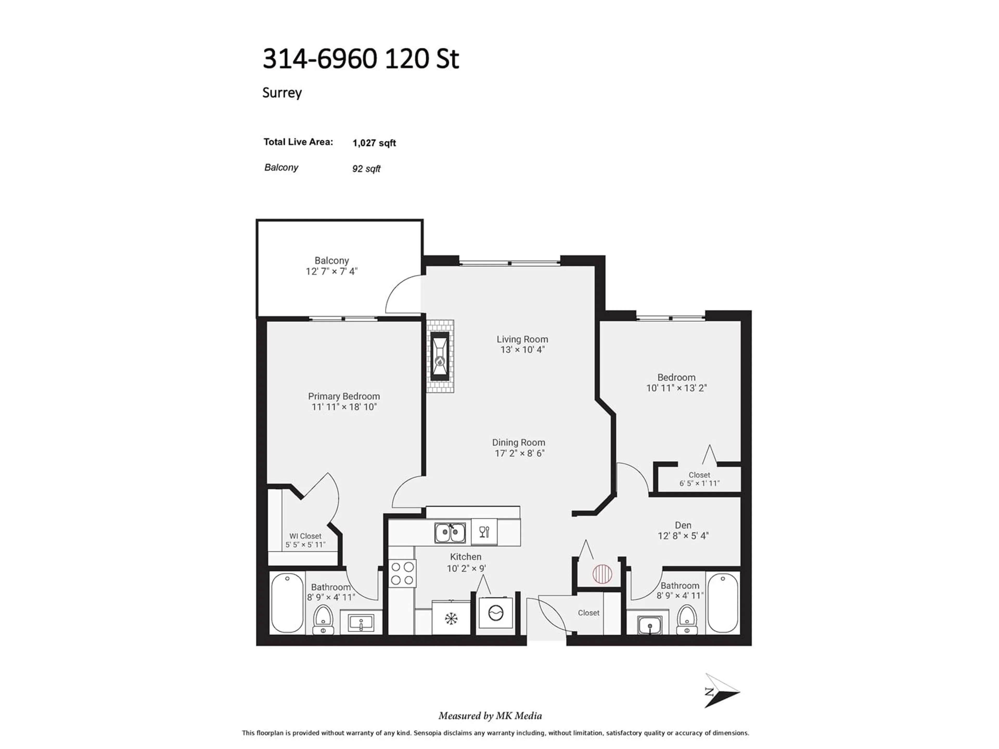 Floor plan for 314 - 6960 120, Surrey British Columbia V3W1V4