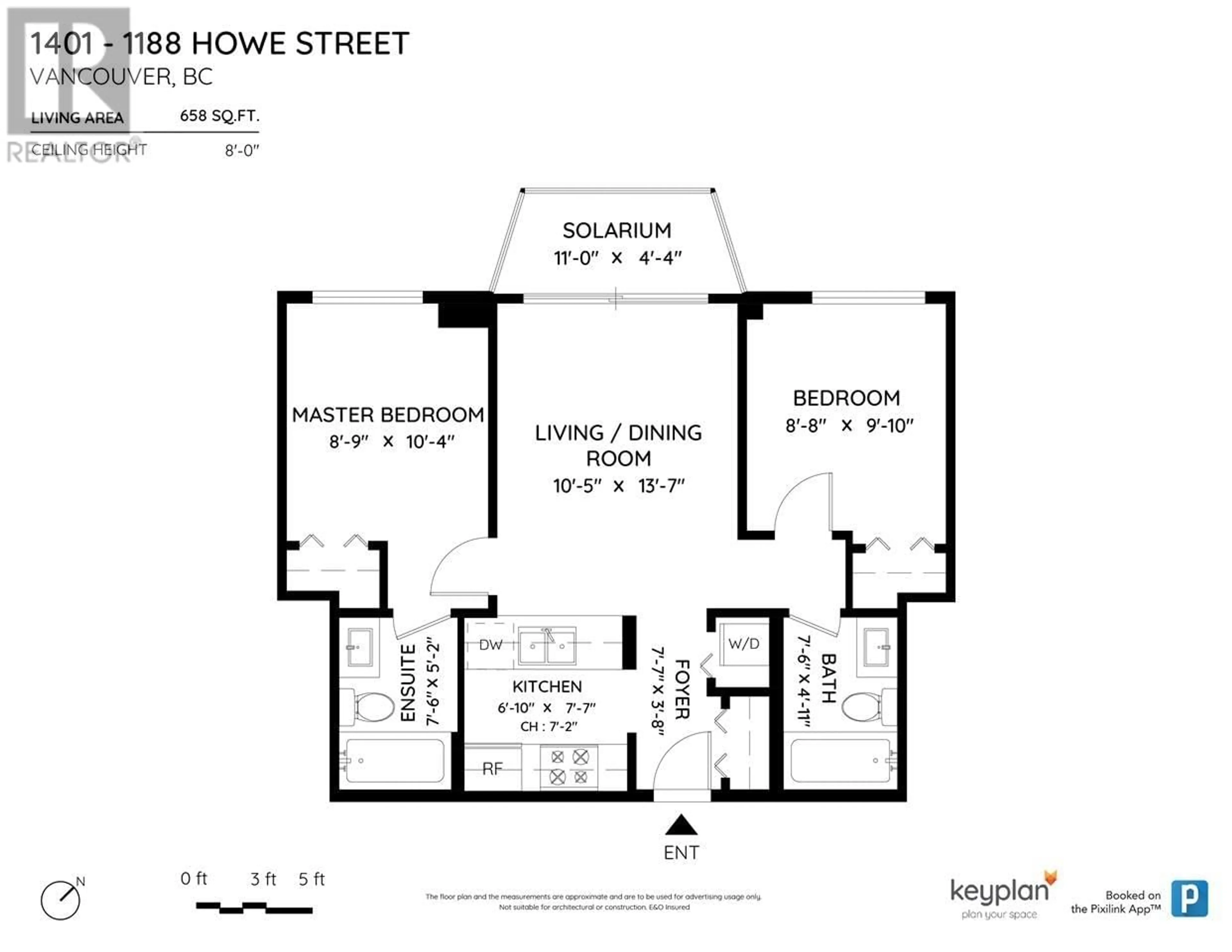 Floor plan for 1401 - 1188 HOWE STREET, Vancouver British Columbia V6Z2S8