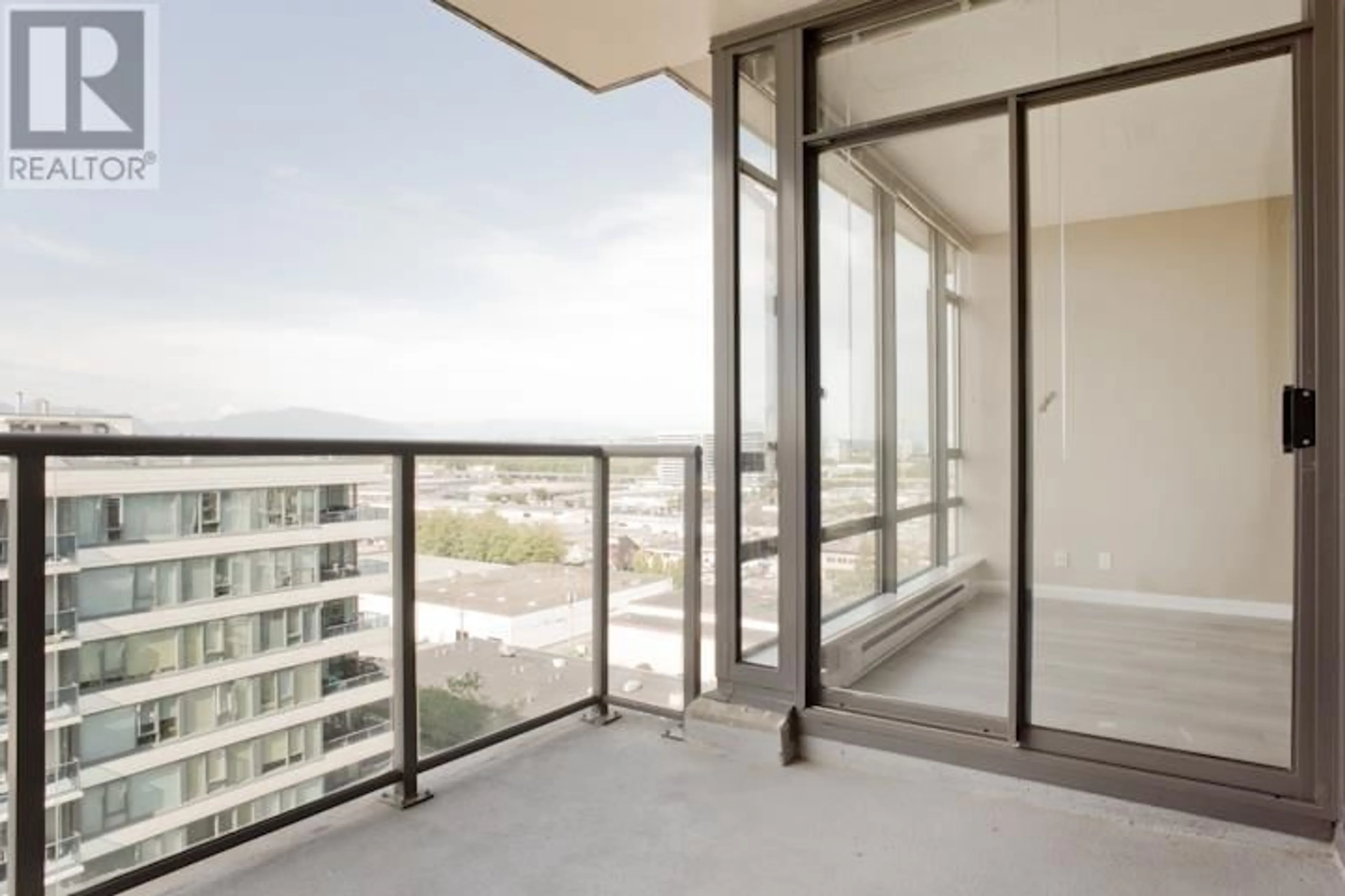 Balcony in the apartment, city buildings view from balcony for 1607 - 7360 ELMBRIDGE WAY, Richmond British Columbia V6X0A5
