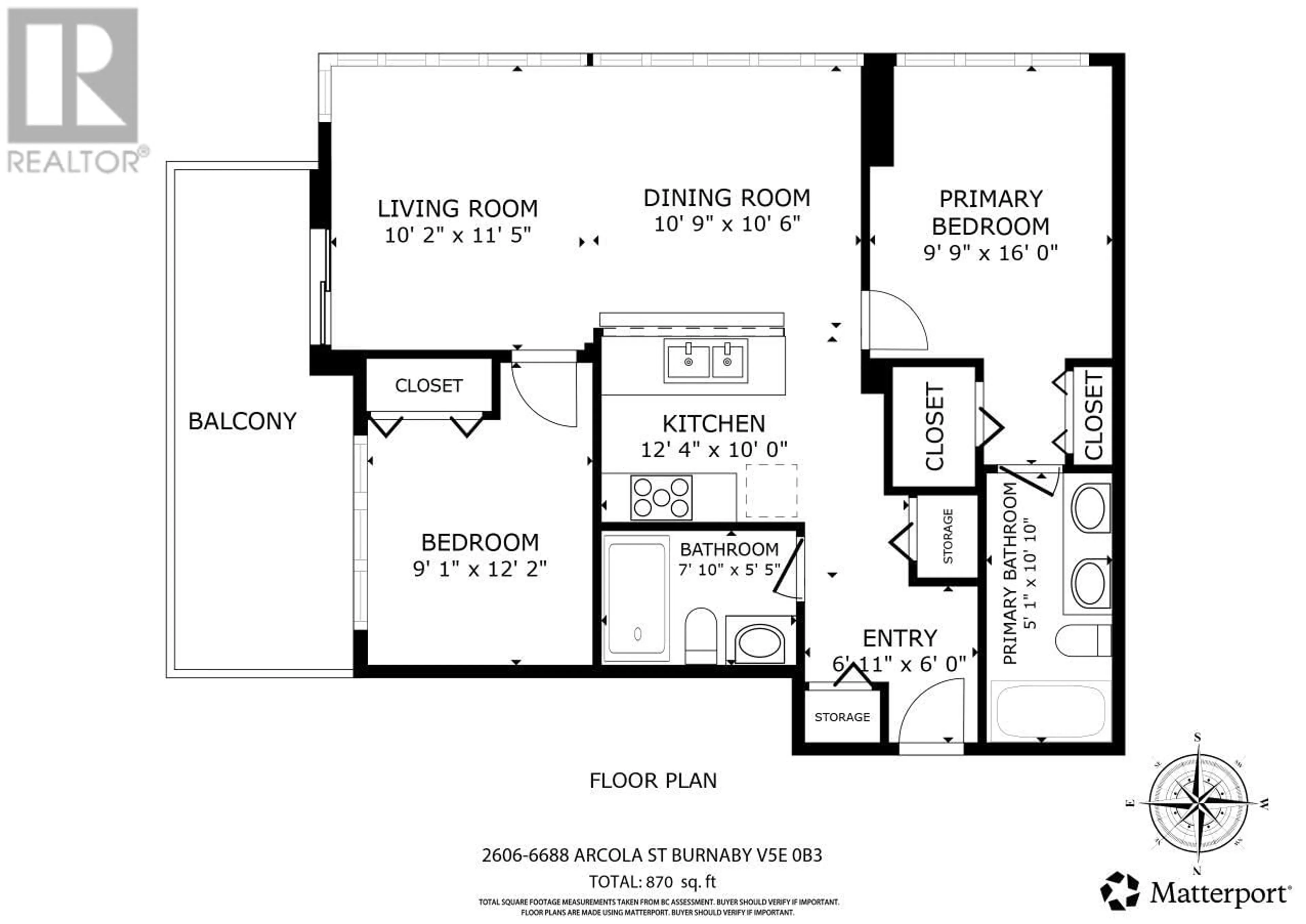 Floor plan for 2606 - 6688 ARCOLA STREET, Burnaby British Columbia V5E0B3
