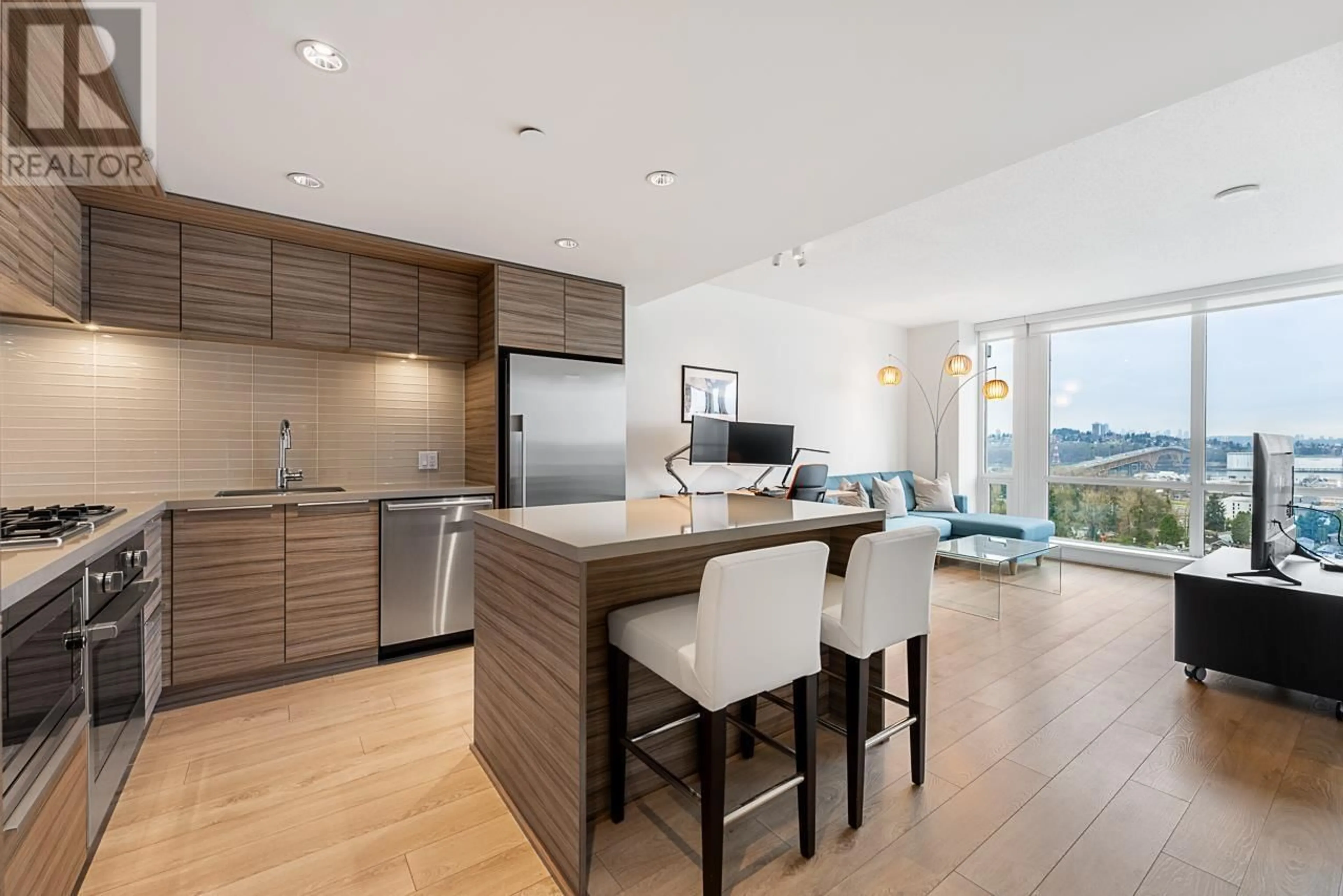 Open concept kitchen, wood/laminate floor for 2106 - 1550 FERN STREET, North Vancouver British Columbia V7J0A9