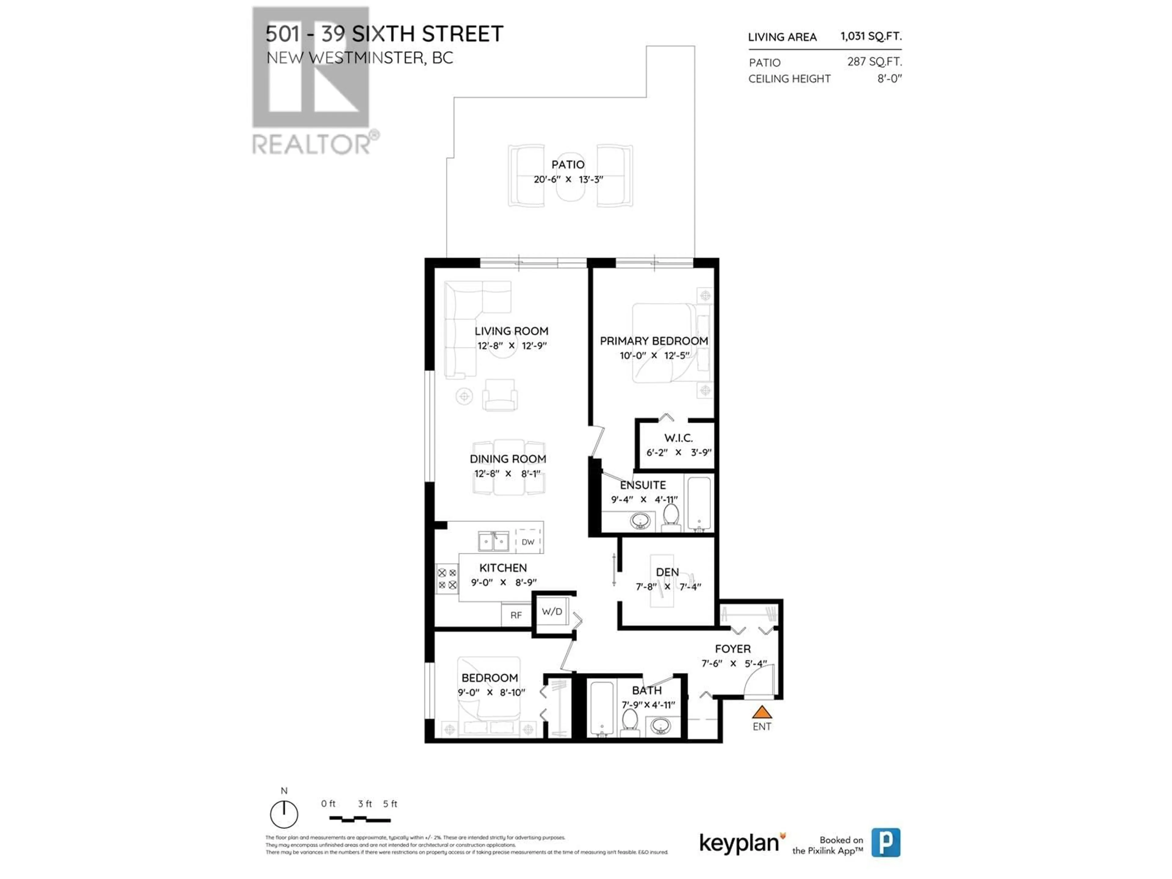 Floor plan for 501 - 39 SIXTH STREET, New Westminster British Columbia V3L0B3