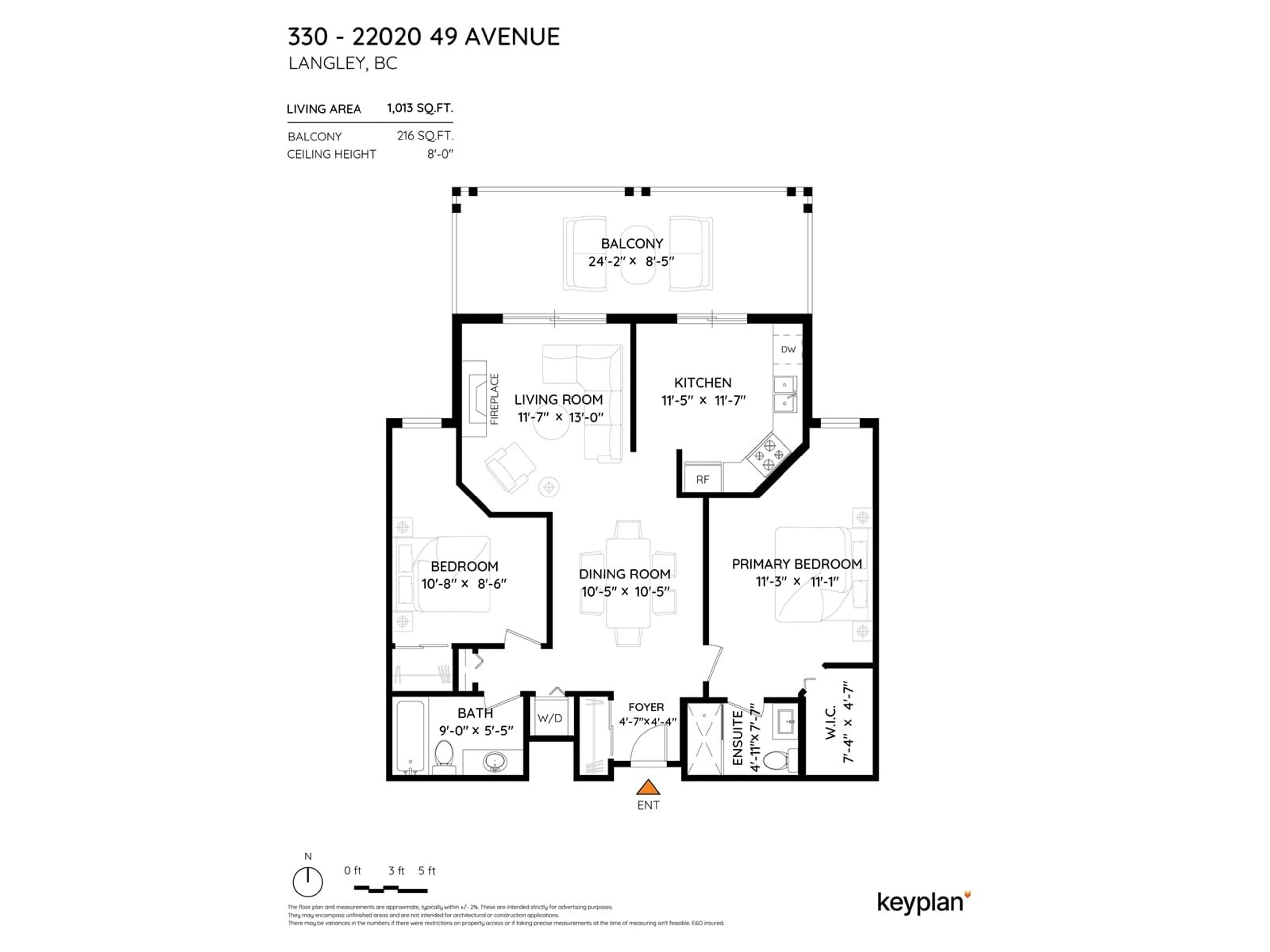 Floor plan for 330 - 22020 49, Langley British Columbia V3A3R9