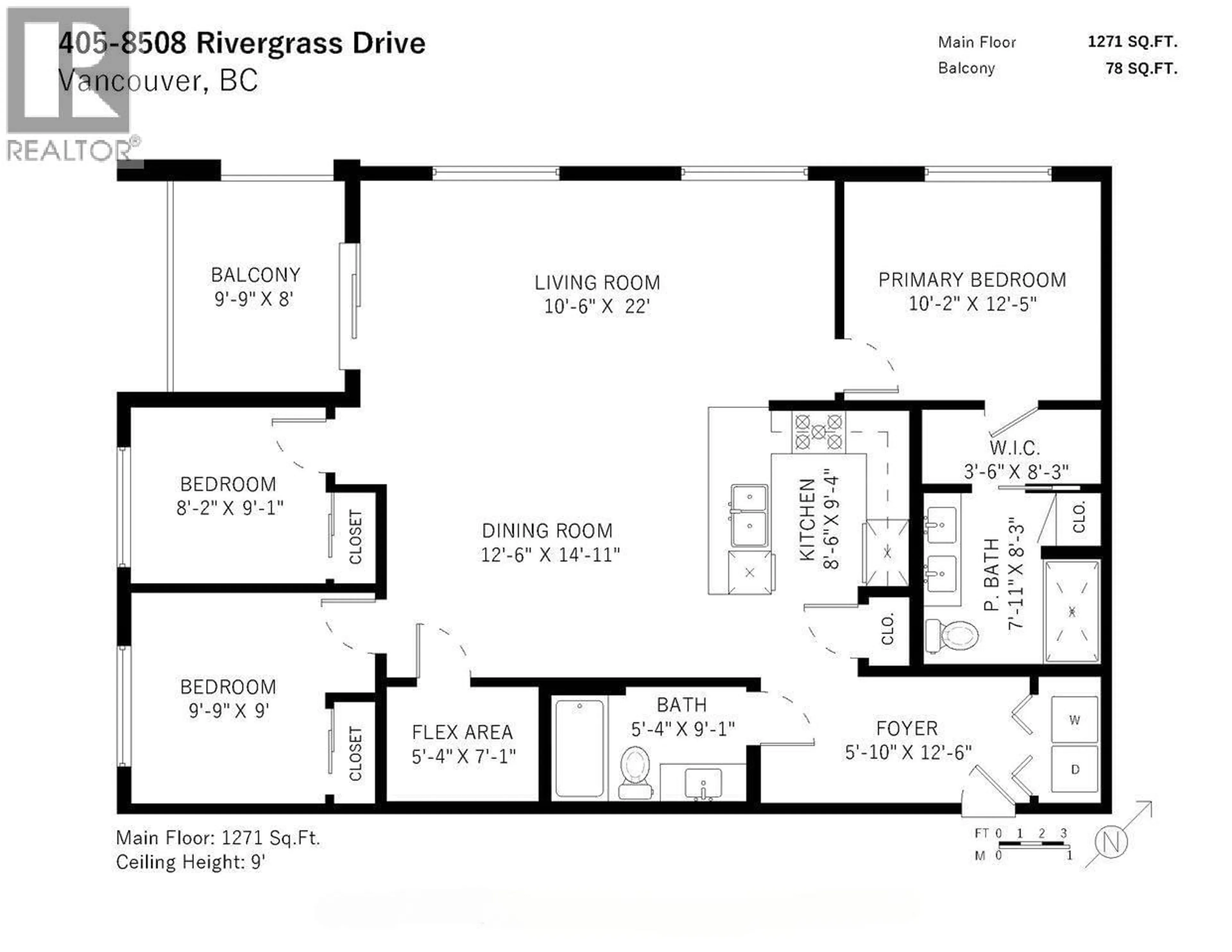 Floor plan for 405 - 8508 RIVERGRASS DRIVE, Vancouver British Columbia V5S0H7
