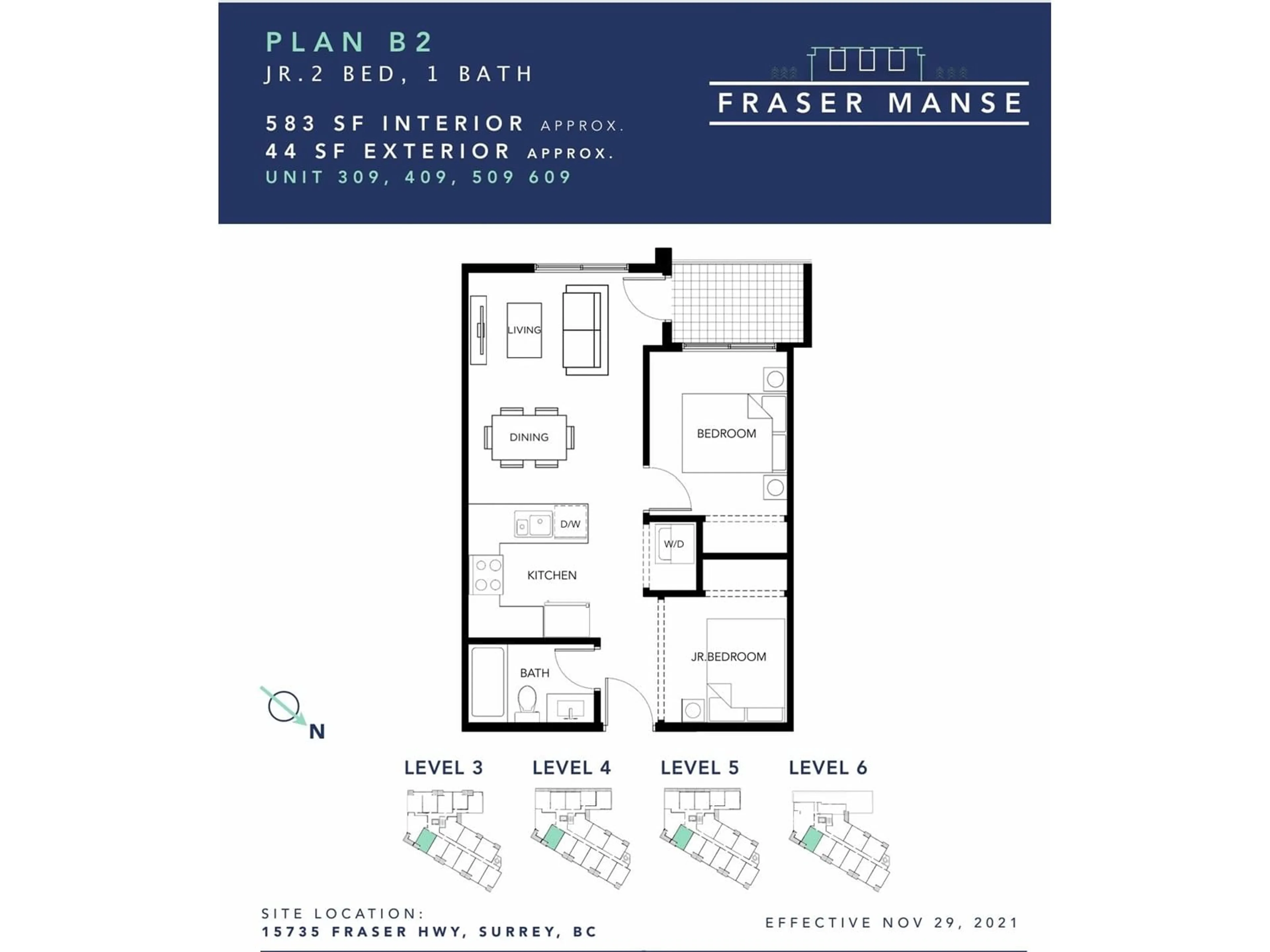 Floor plan for 409 - 15739 FRASER, Surrey British Columbia V4N1G9