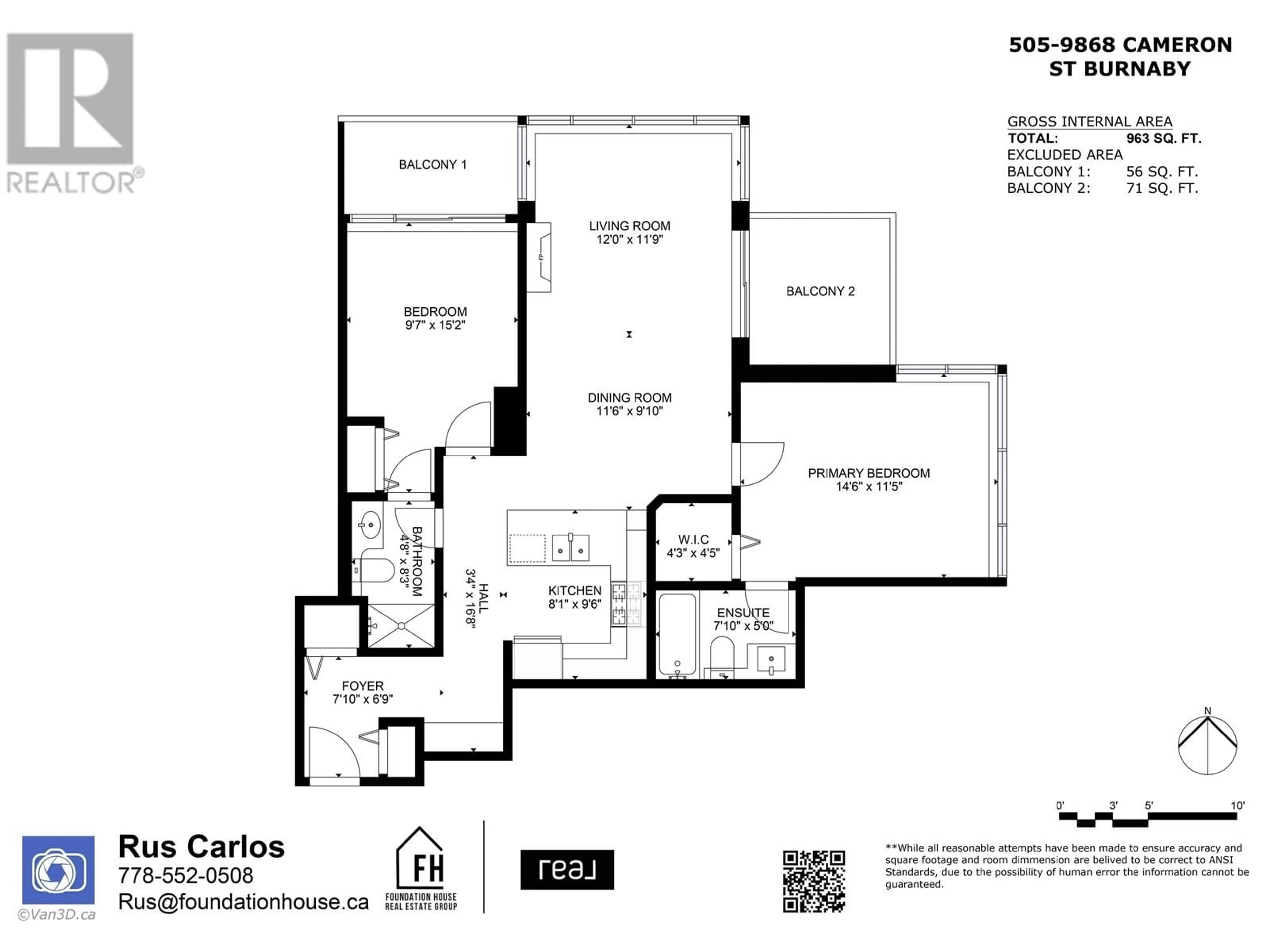 Floor plan for 505 - 9868 CAMERON STREET, Burnaby British Columbia V3J0A5