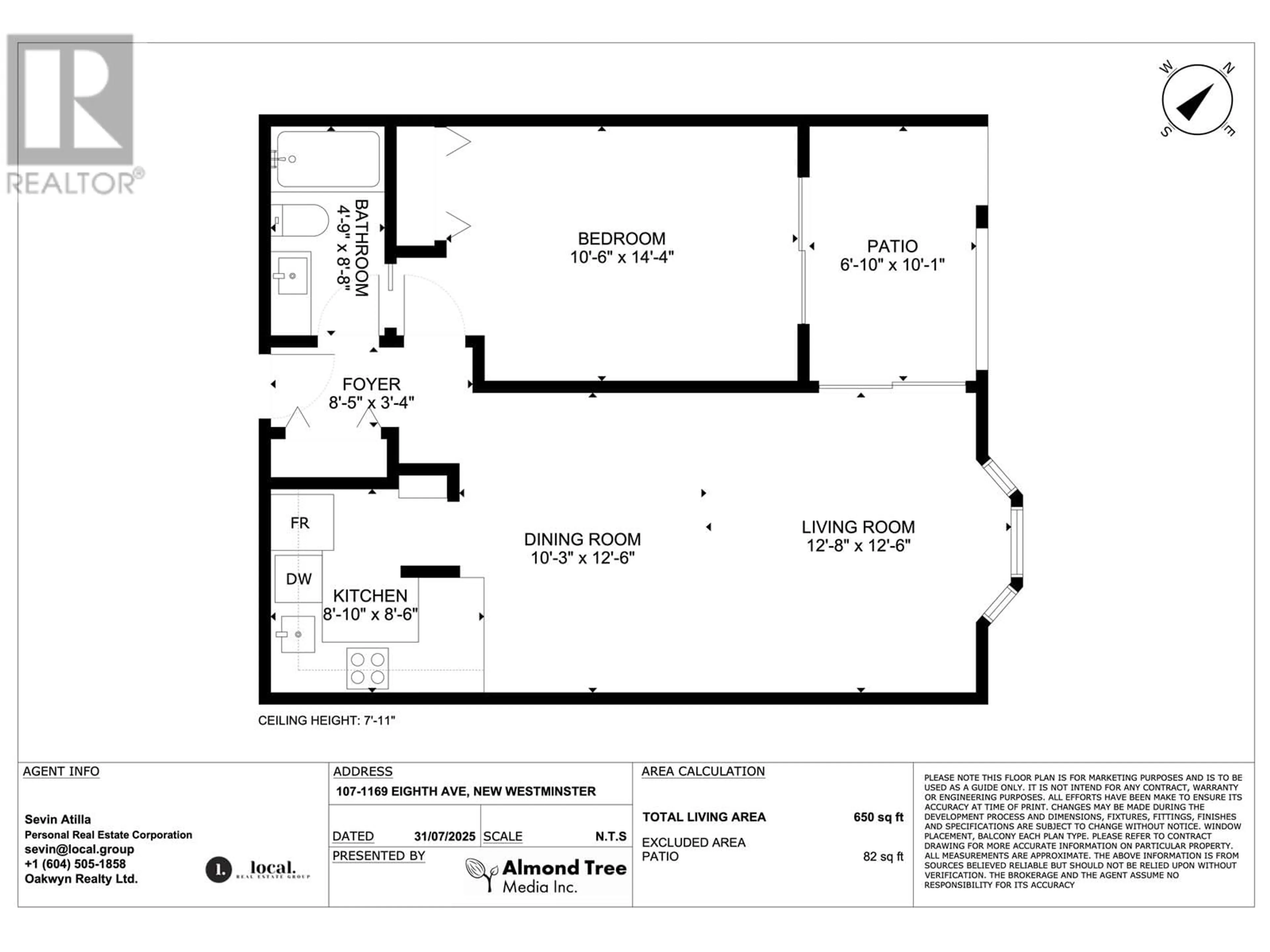 Floor plan for 107 - 1169 EIGHTH AVENUE, New Westminster British Columbia V3M2R7