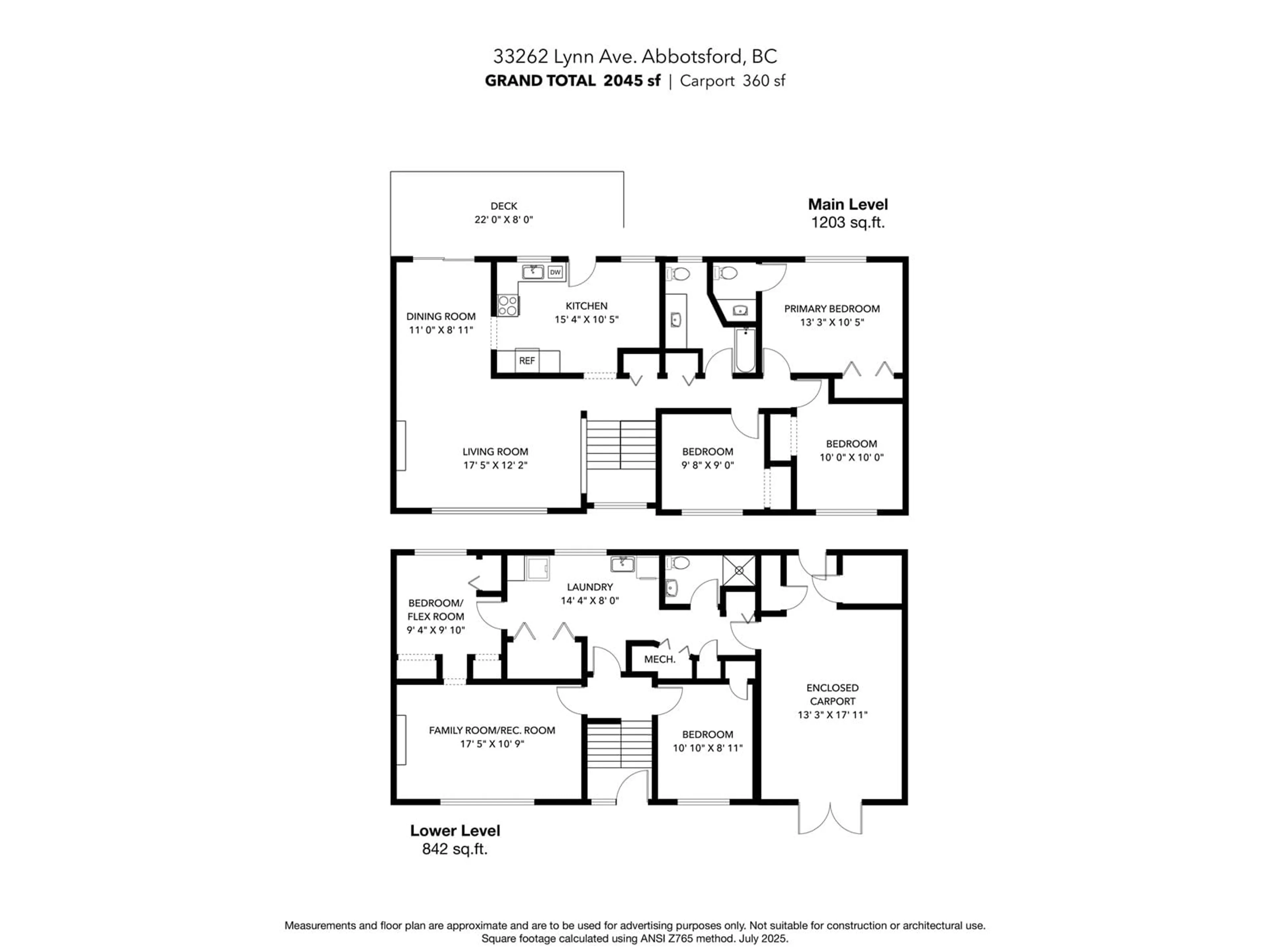 Floor plan for 33262 LYNN, Abbotsford British Columbia V2S1C9