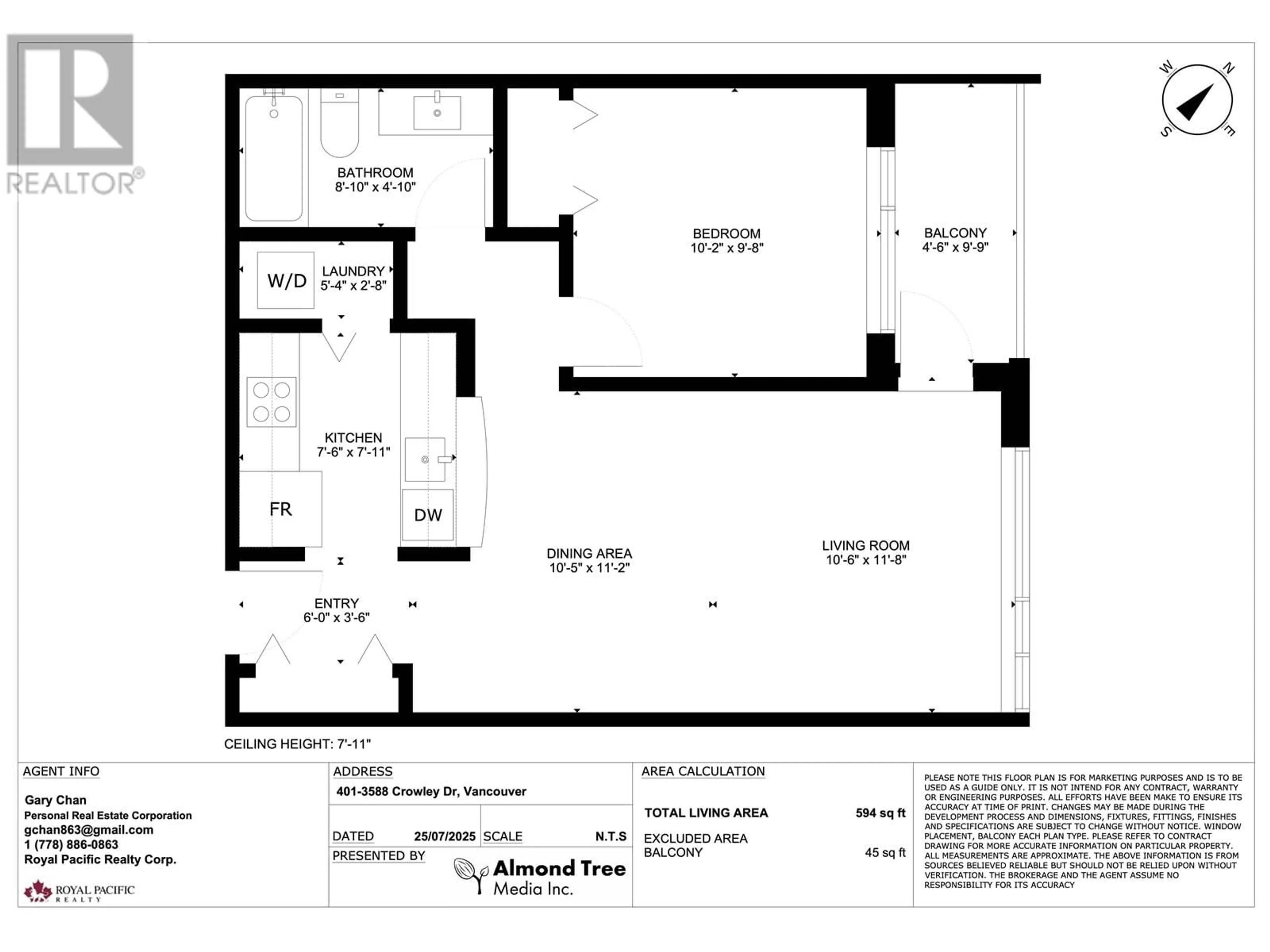 Floor plan for 401 - 3588 CROWLEY DRIVE, Vancouver British Columbia V5R6H3