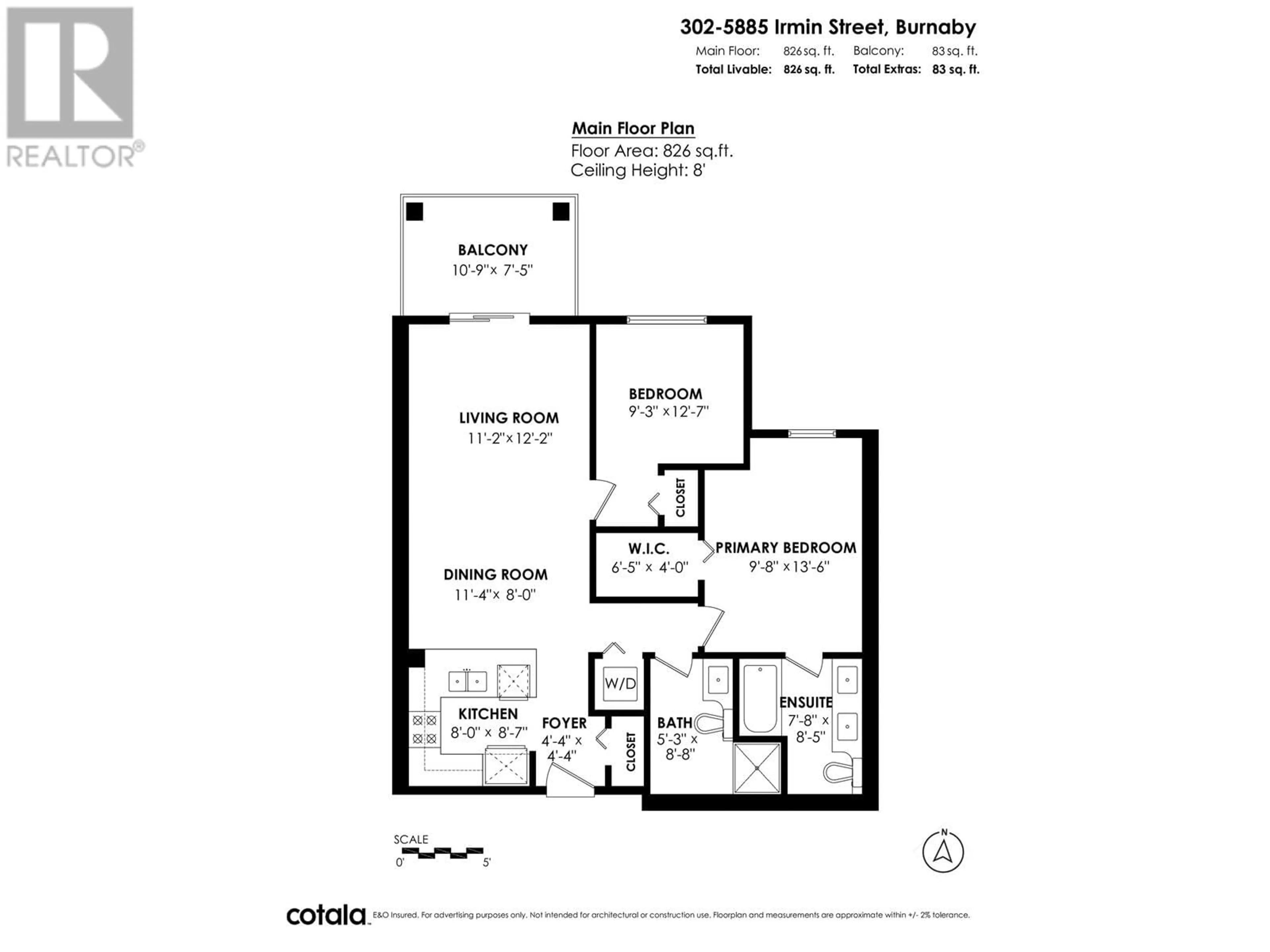 Floor plan for 302 - 5885 IRMIN STREET, Burnaby British Columbia V5J0C2