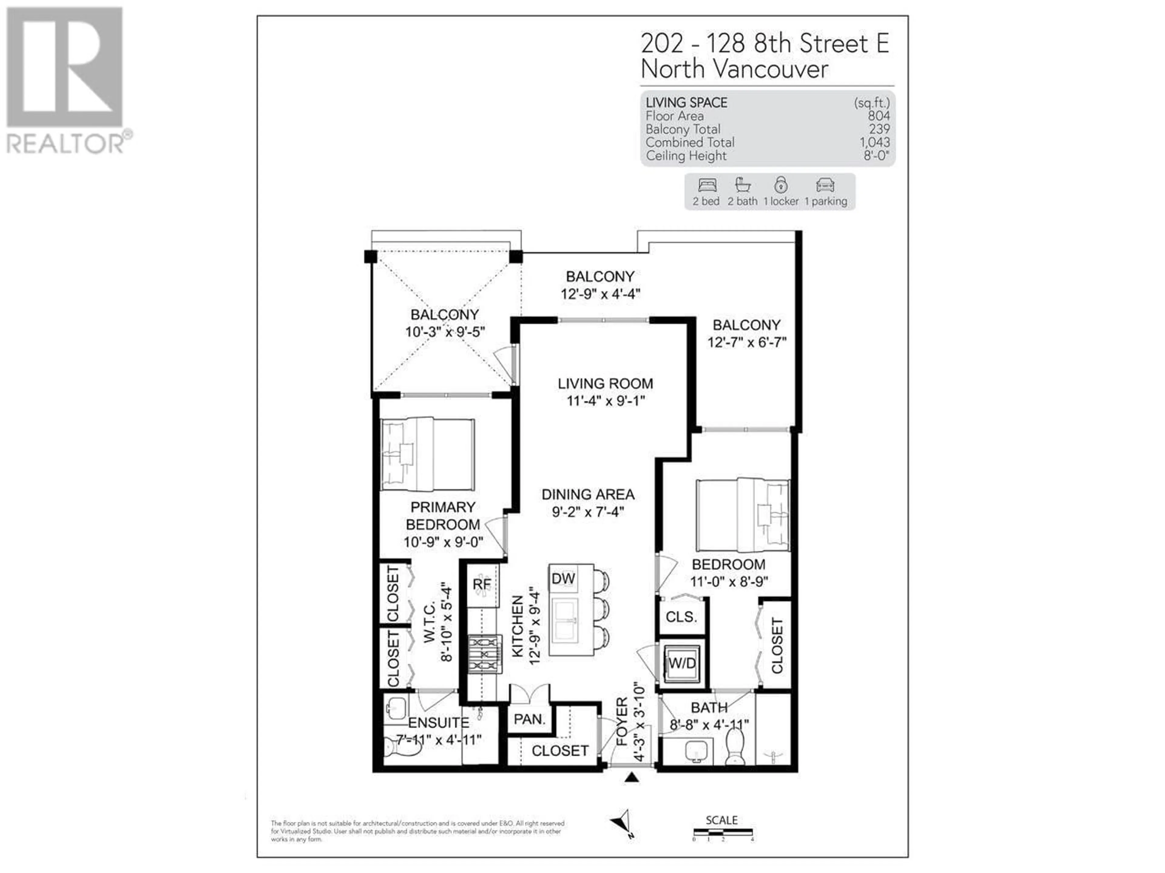 Floor plan for 202 - 128 8TH STREET, North Vancouver British Columbia V7L1Y7