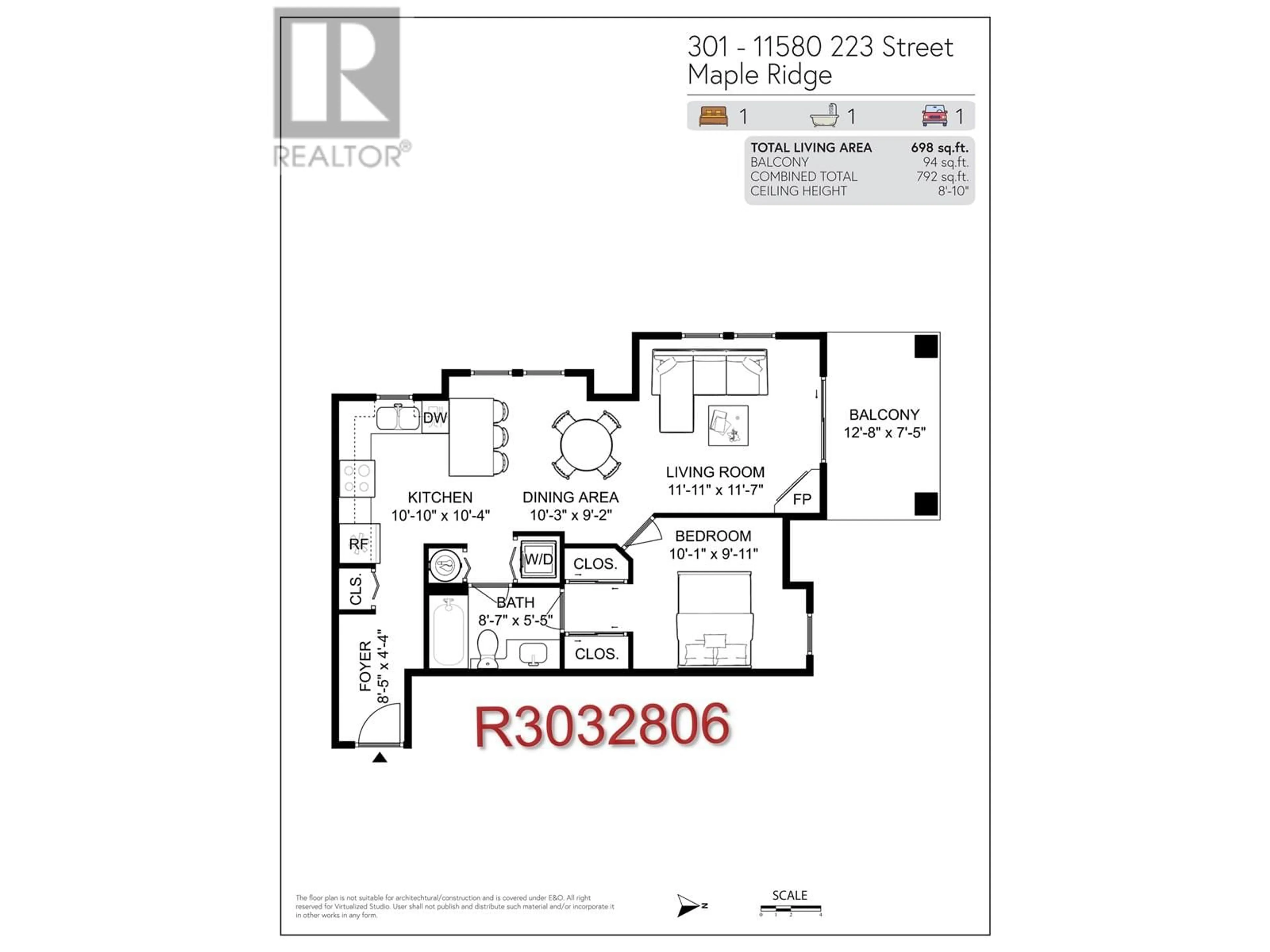 Floor plan for 301 - 11580 223 STREET, Maple Ridge British Columbia V2X9H1