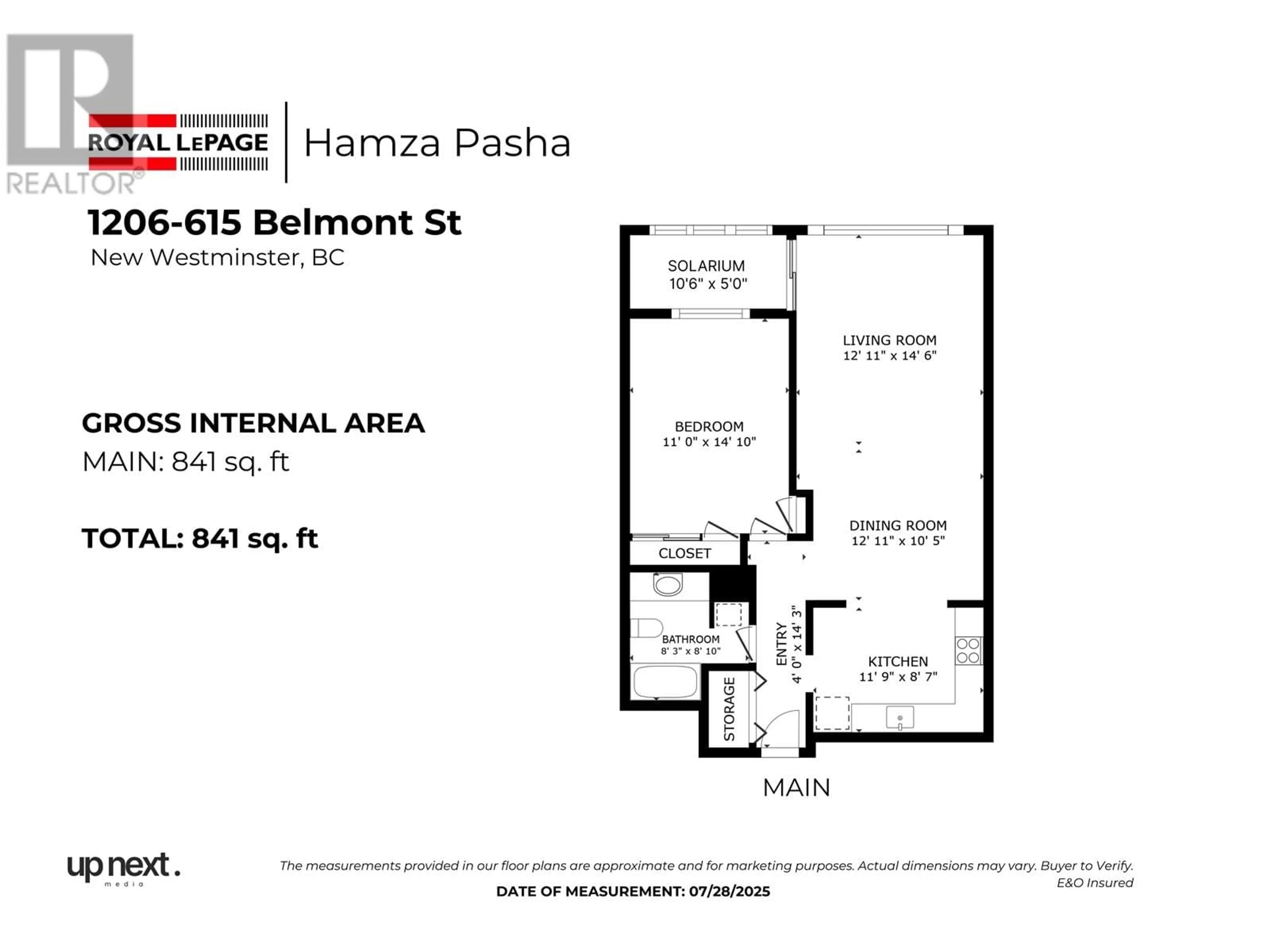 Floor plan for 1206 - 615 BELMONT STREET, New Westminster British Columbia V3M6A1