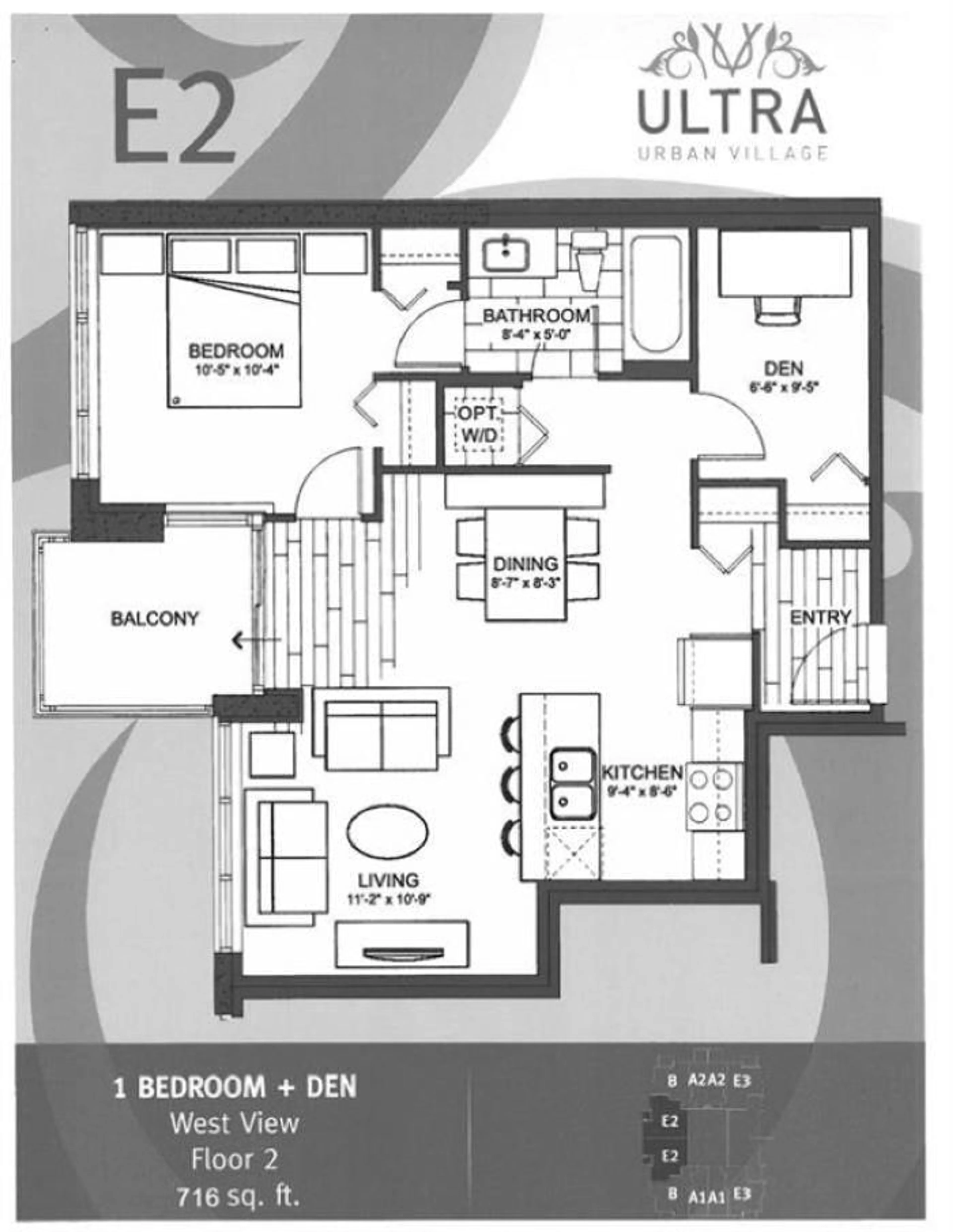 Floor plan for 907 - 13325 102A, Surrey British Columbia V3T1P6