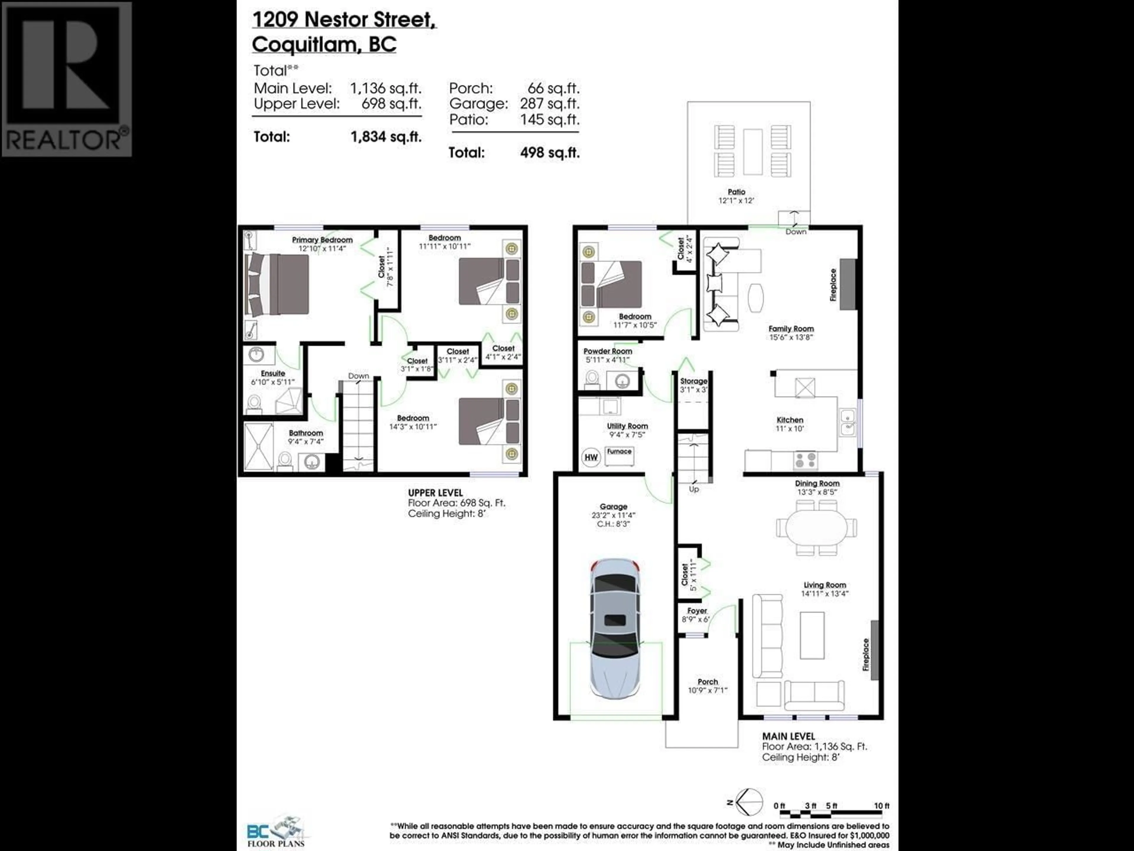 Floor plan for 1209 NESTOR STREET, Coquitlam British Columbia V3E1H3