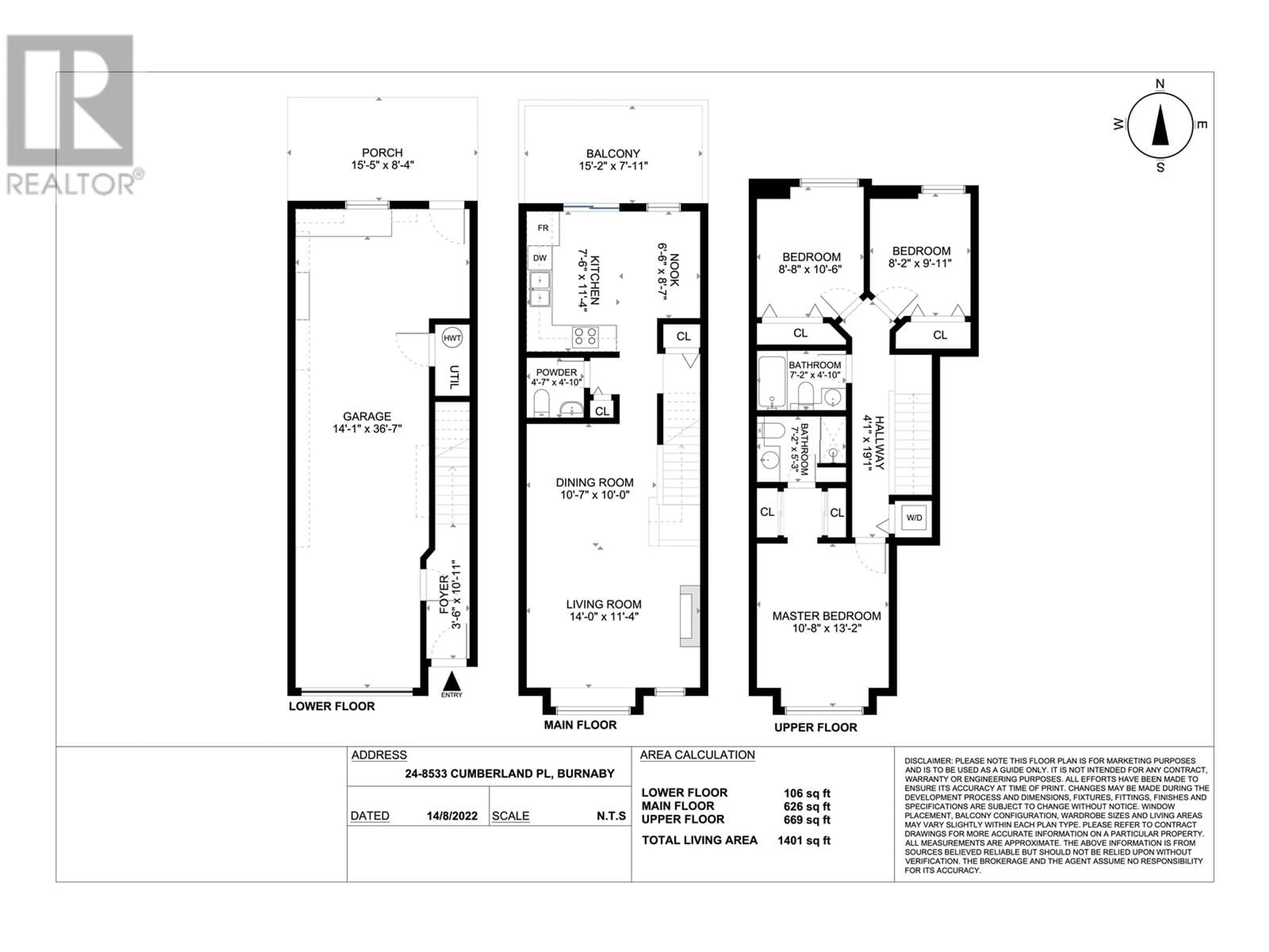 Floor plan for 24 - 8533 CUMBERLAND PLACE, Burnaby British Columbia V3N5C1
