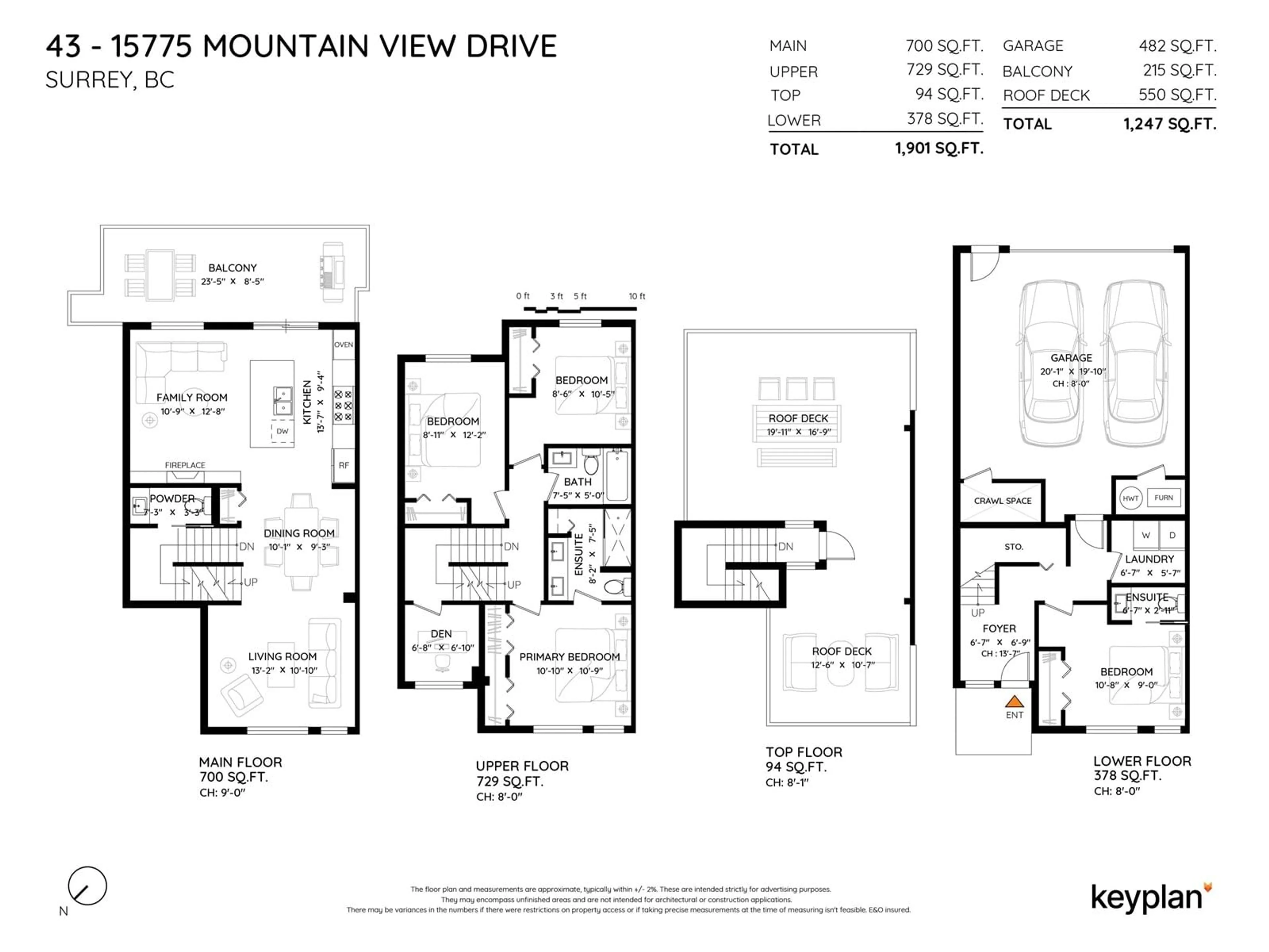 Floor plan for 43 - 15775 MOUNTAIN VIEW, Surrey British Columbia V3Z0W7