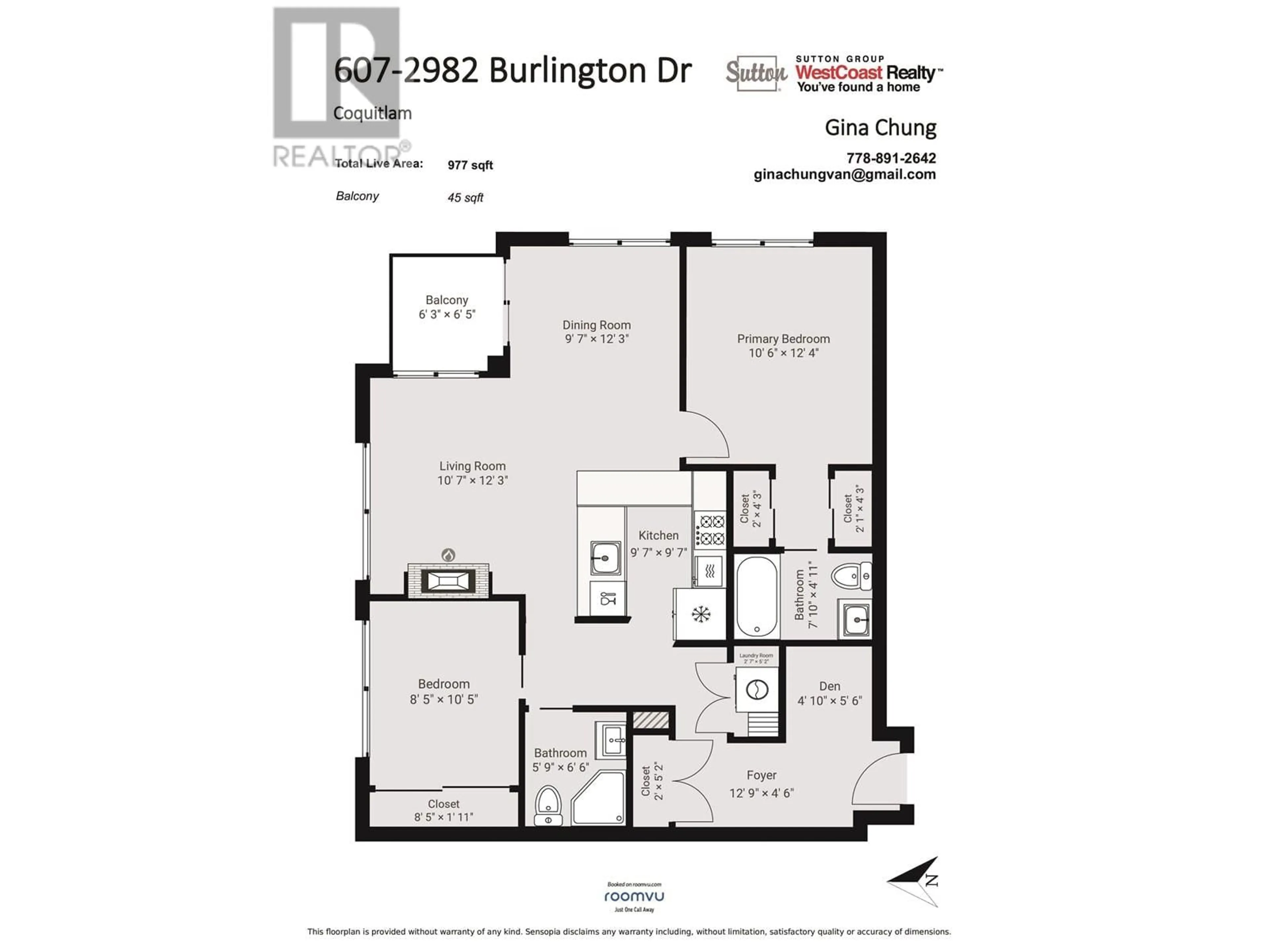 Floor plan for 607 - 2982 BURLINGTON DRIVE, Coquitlam British Columbia V3B0B3
