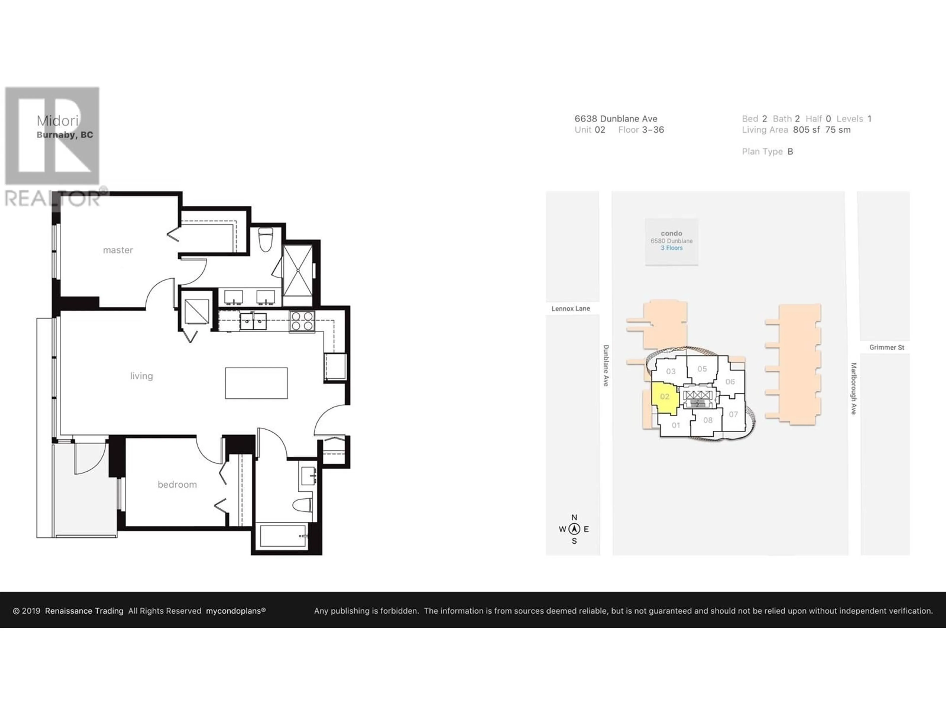 Floor plan for 2502 - 6638 DUNBLANE AVENUE, Burnaby British Columbia V5H0G8
