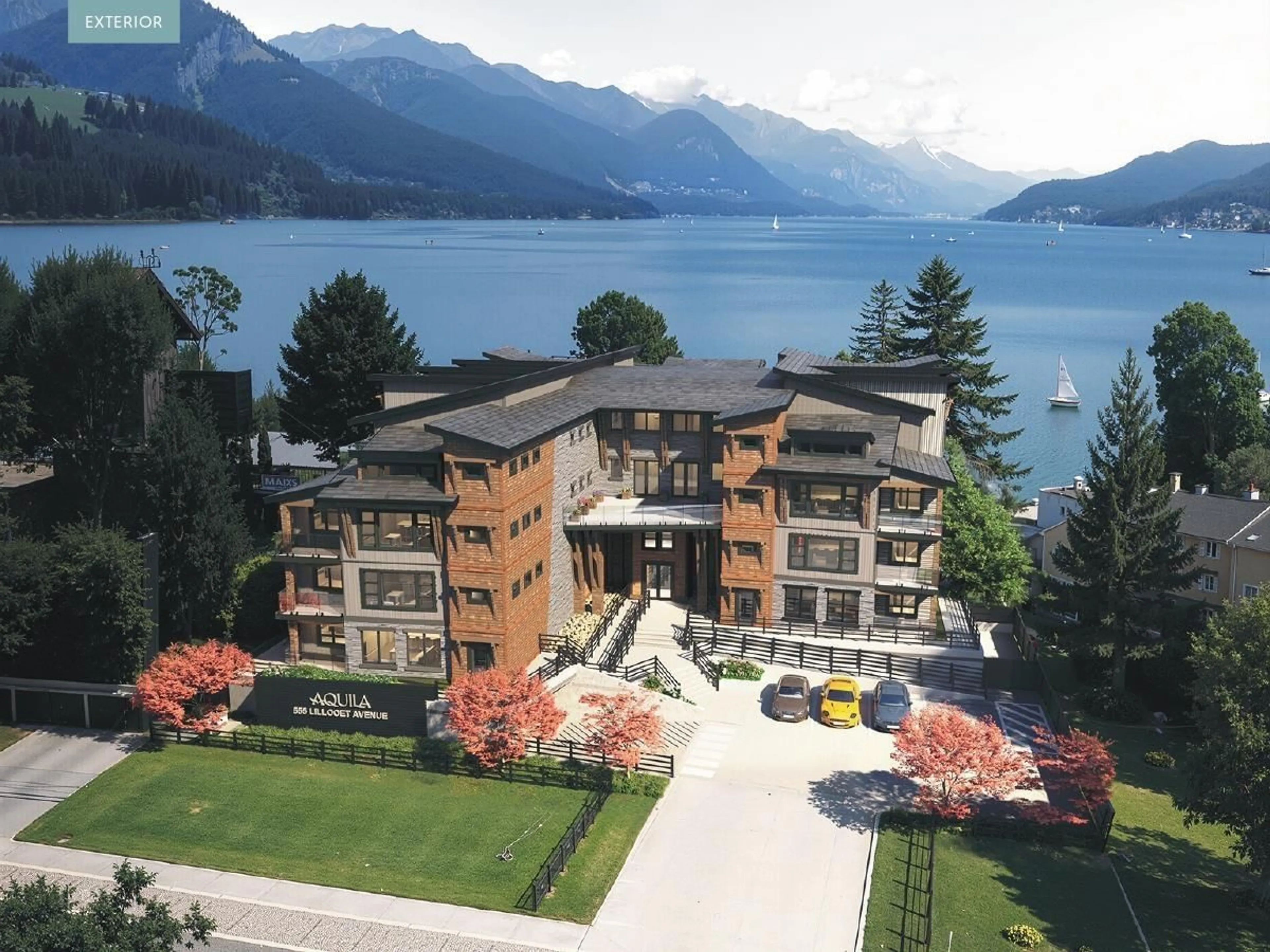 A pic from outside/outdoor area/front of a property/back of a property/a pic from drone, water/lake/river/ocean view for 108 - 555 LILLOOET AVENUE, Harrison Hot Springs British Columbia V0M1K0