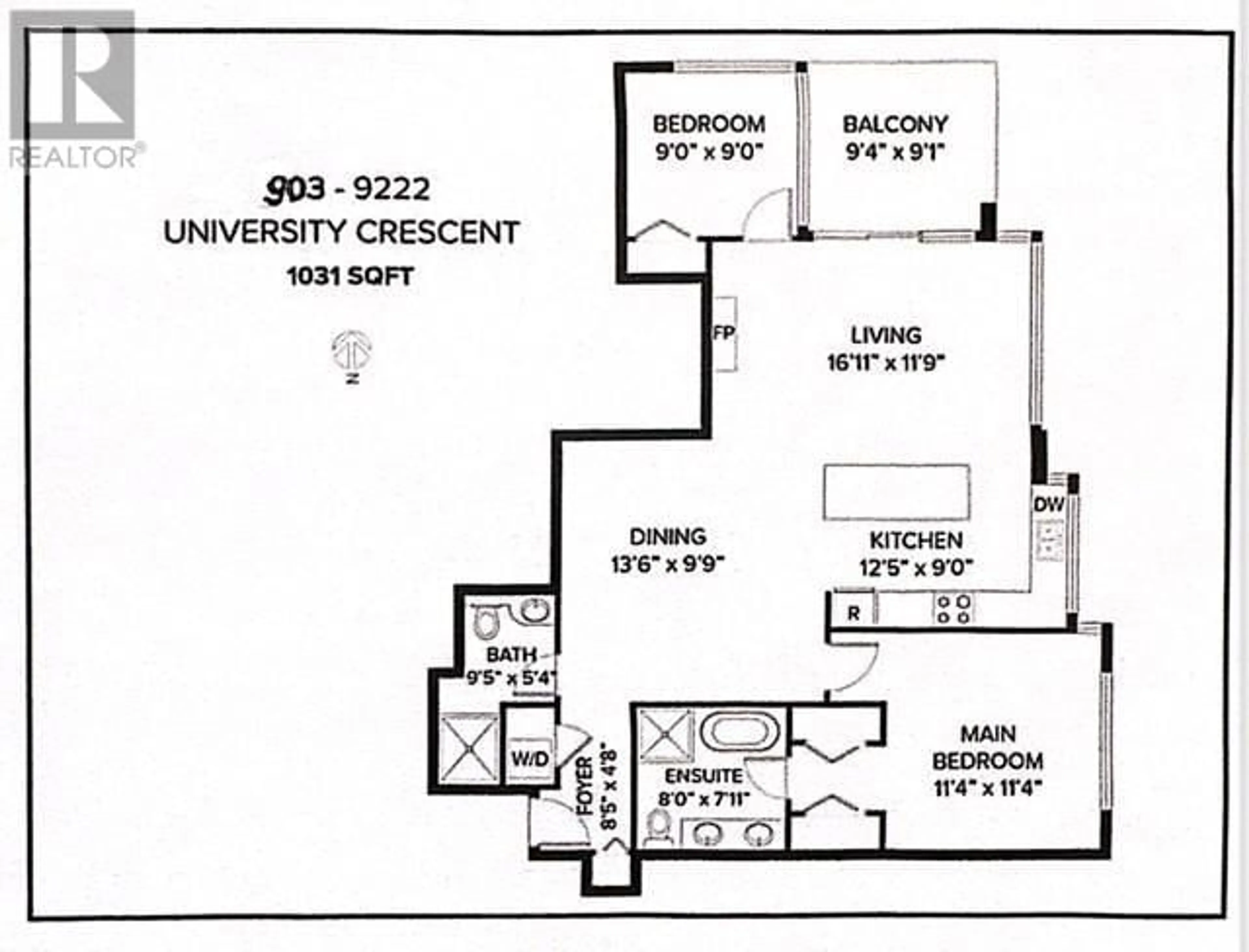 Floor plan for 903 - 9222 UNIVERSITY CRESCENT, Burnaby British Columbia V5A0A6