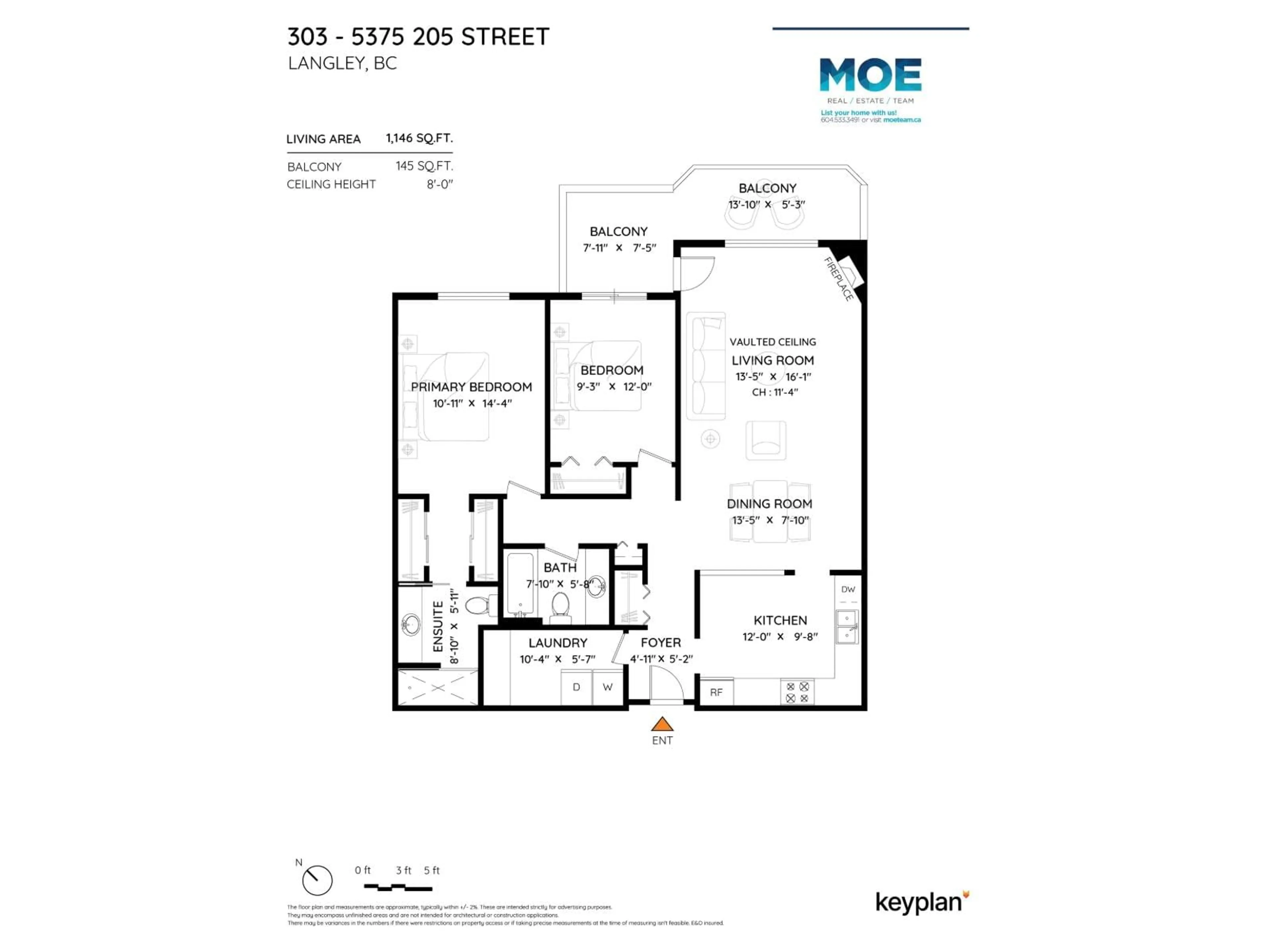 Floor plan for 303 - 5375 205, Langley British Columbia V3A7V7