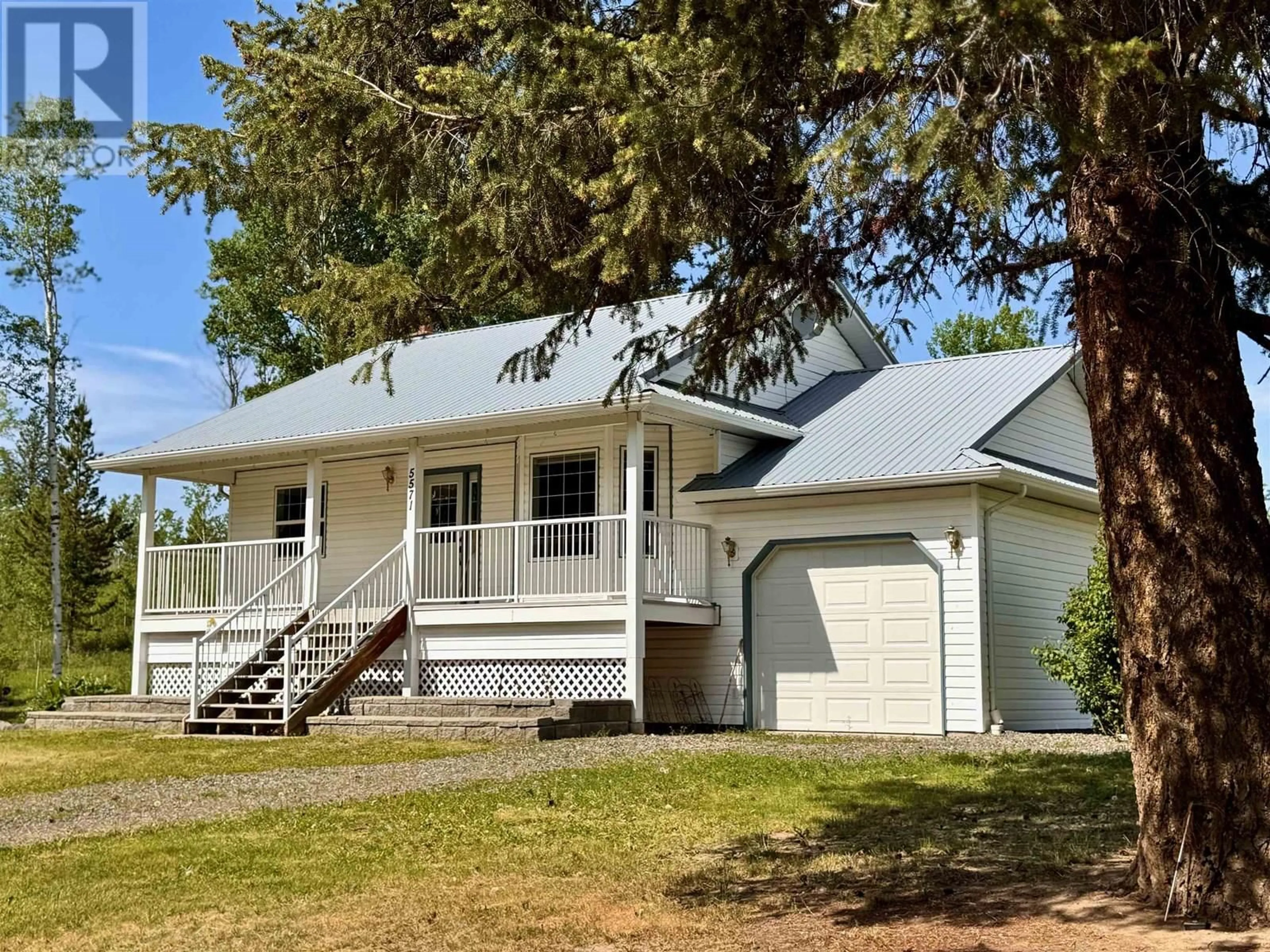 Home with vinyl exterior material, street for 5571 LAKESIDE COURT, 103 Mile House British Columbia V0K2E1