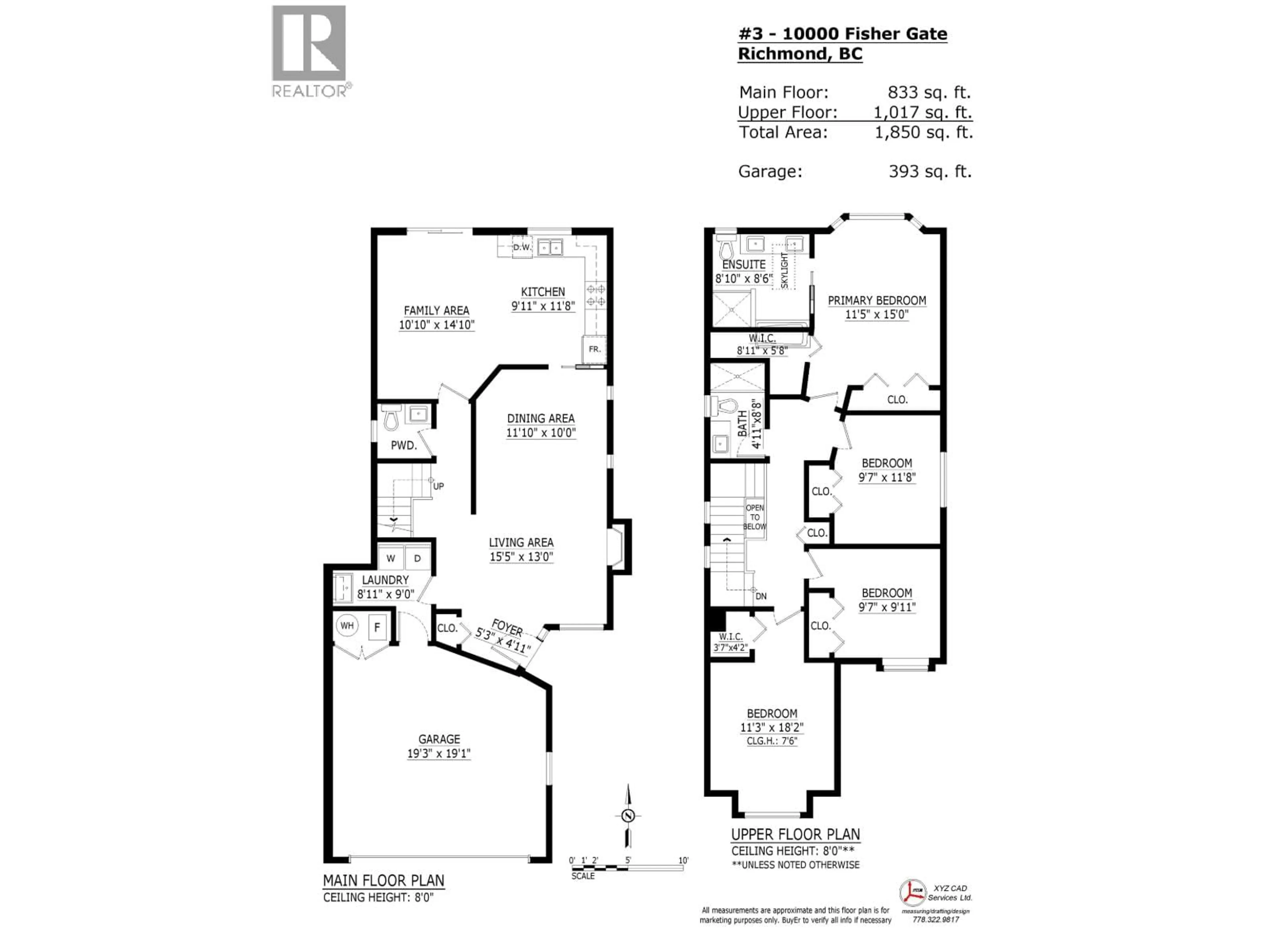Floor plan for 3 - 10000 FISHER GATE, Richmond British Columbia V6X3W8
