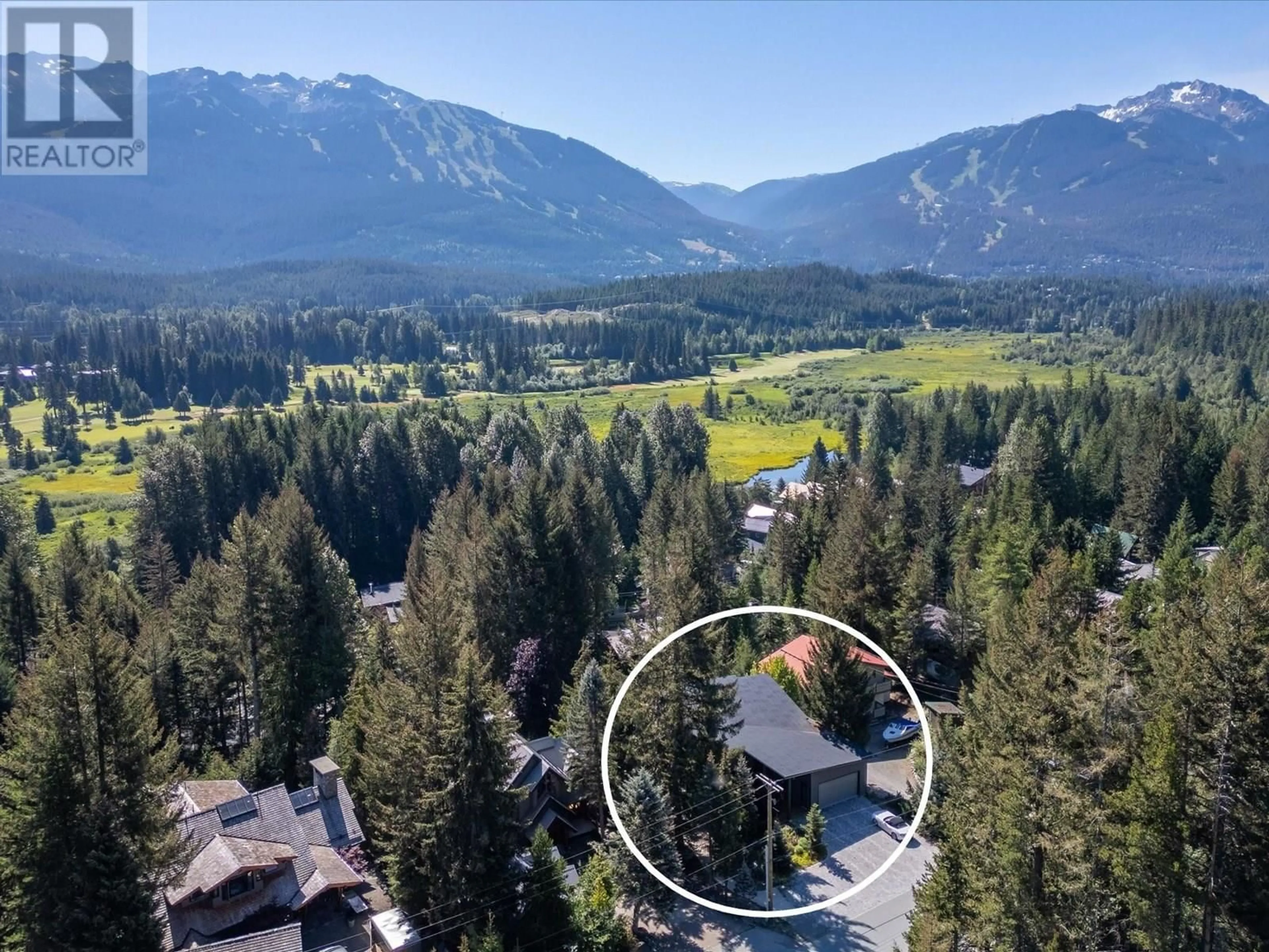 A pic from outside/outdoor area/front of a property/back of a property/a pic from drone, mountain view for 8476 MATTERHORN DRIVE, Whistler British Columbia V8E0G1