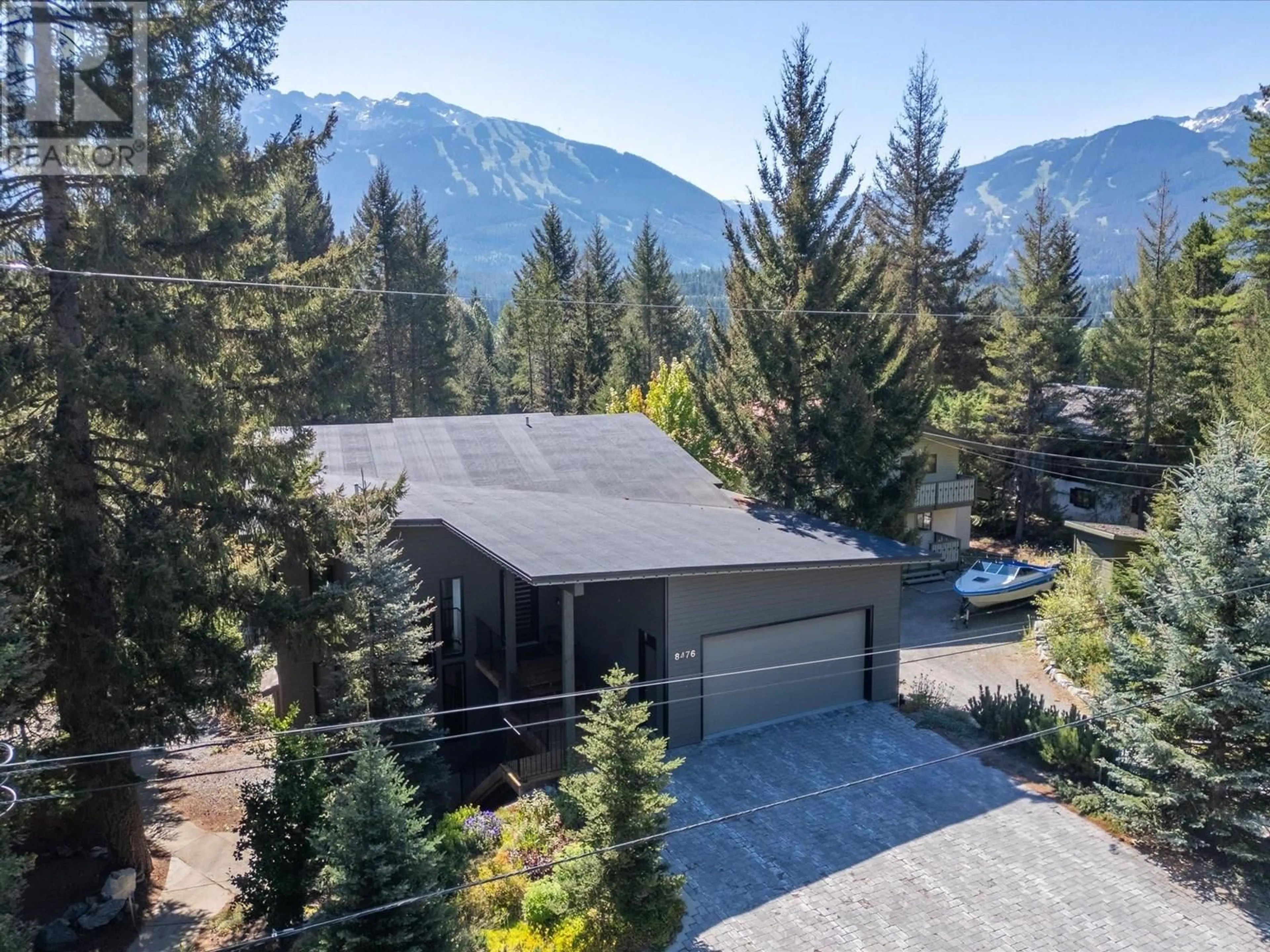A pic from outside/outdoor area/front of a property/back of a property/a pic from drone, mountain view for 8476 MATTERHORN DRIVE, Whistler British Columbia V8E0G1