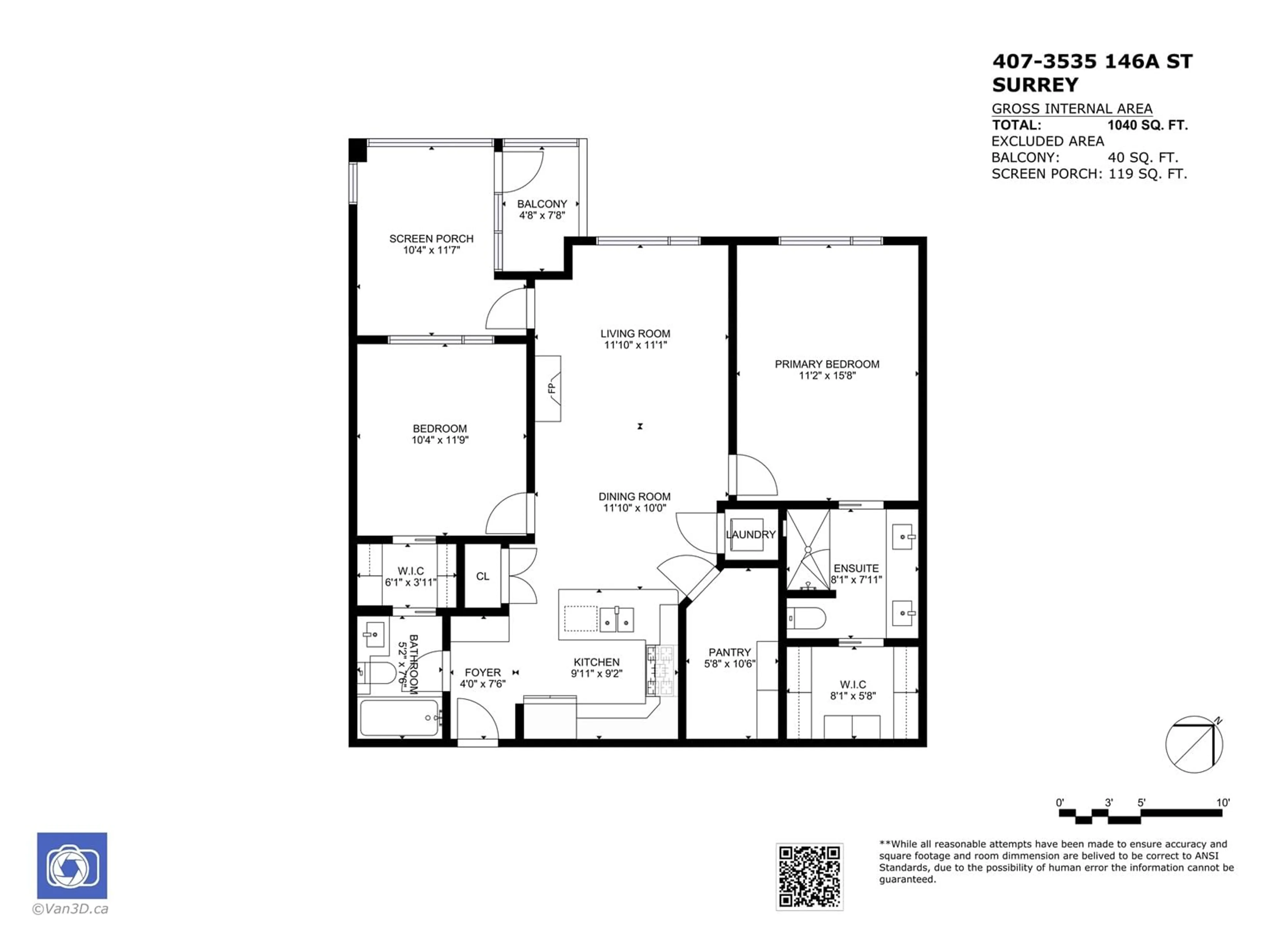 Floor plan for 407 - 3535 146A, Surrey British Columbia V4P0H2