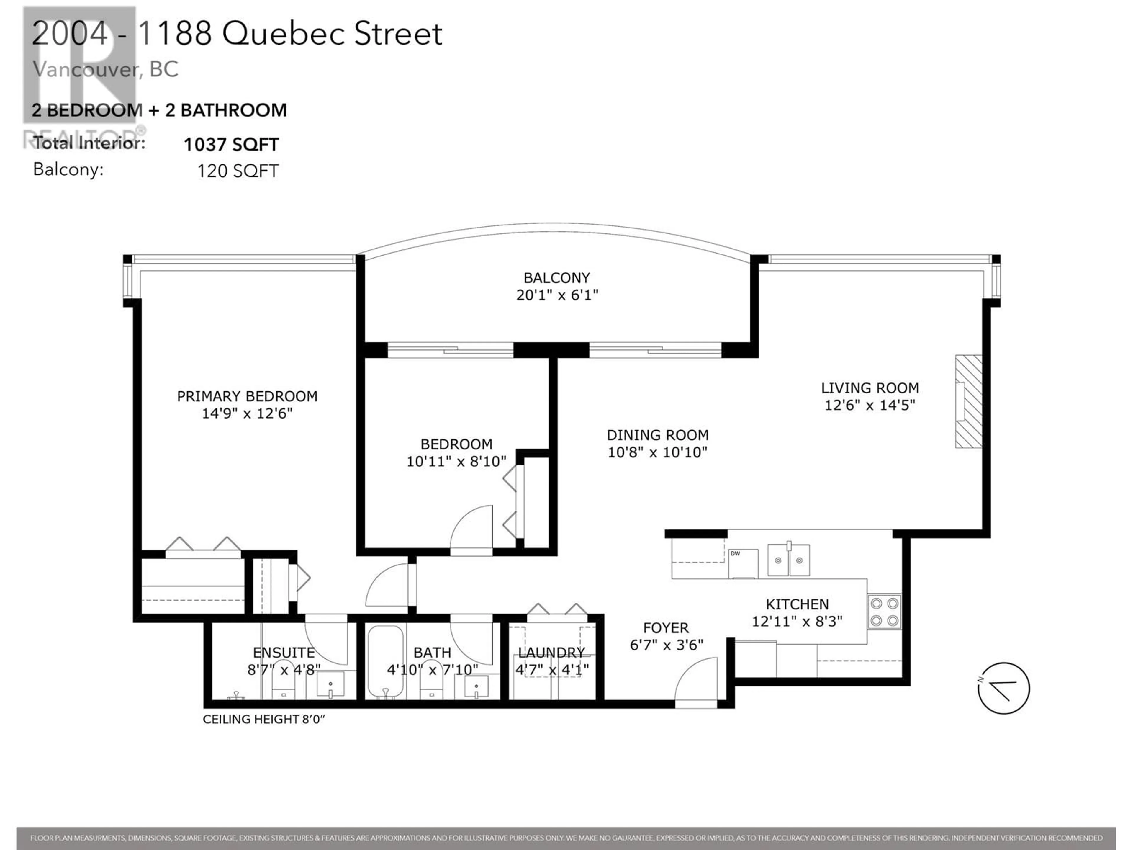 Floor plan for 2004 - 1188 QUEBEC STREET, Vancouver British Columbia V6A4B3