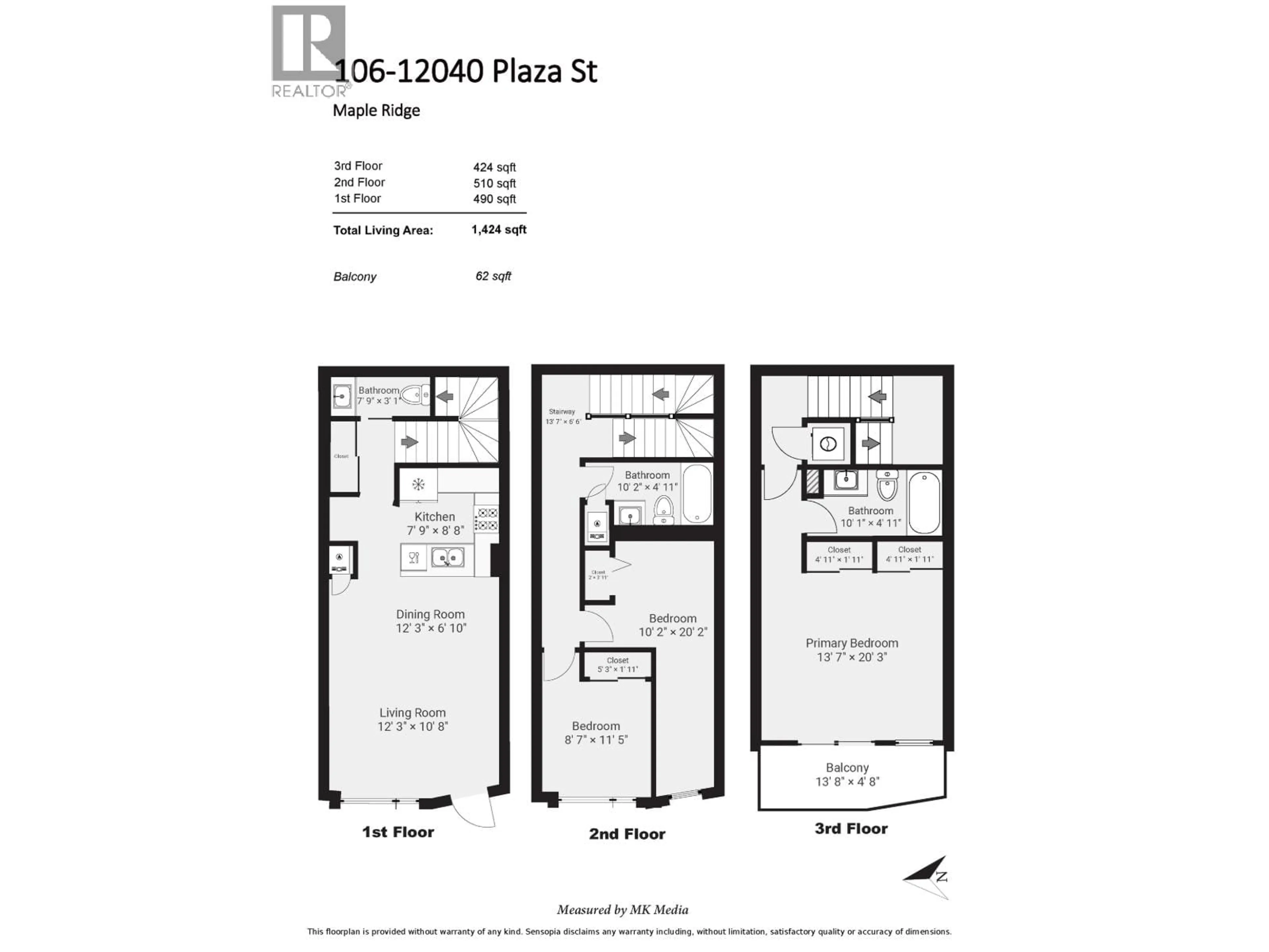 Floor plan for 106 - 12040 PLAZA STREET, Maple Ridge British Columbia V2X5X9
