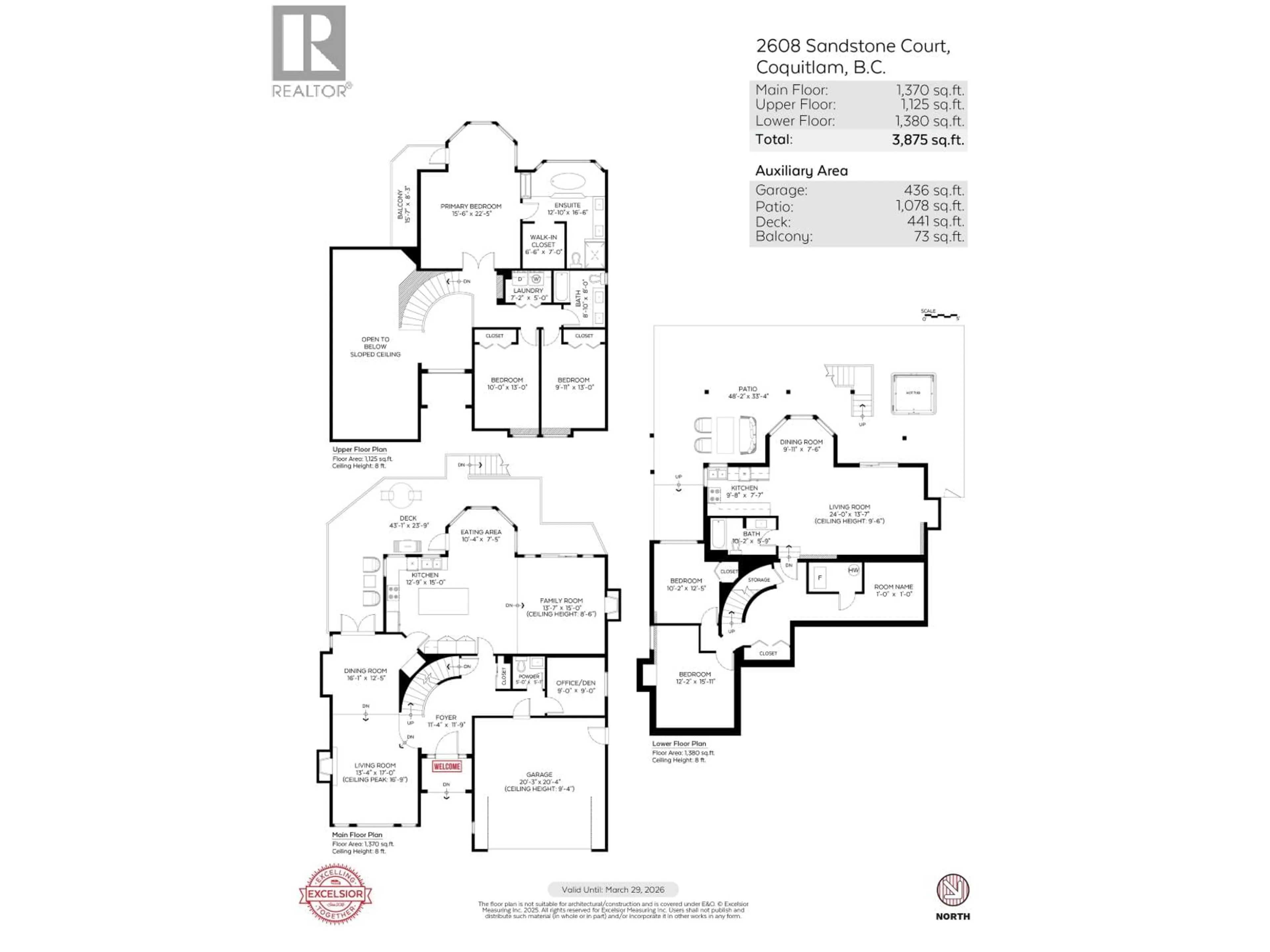 Floor plan for 2608 SANDSTONE COURT, Coquitlam British Columbia V3E2T9