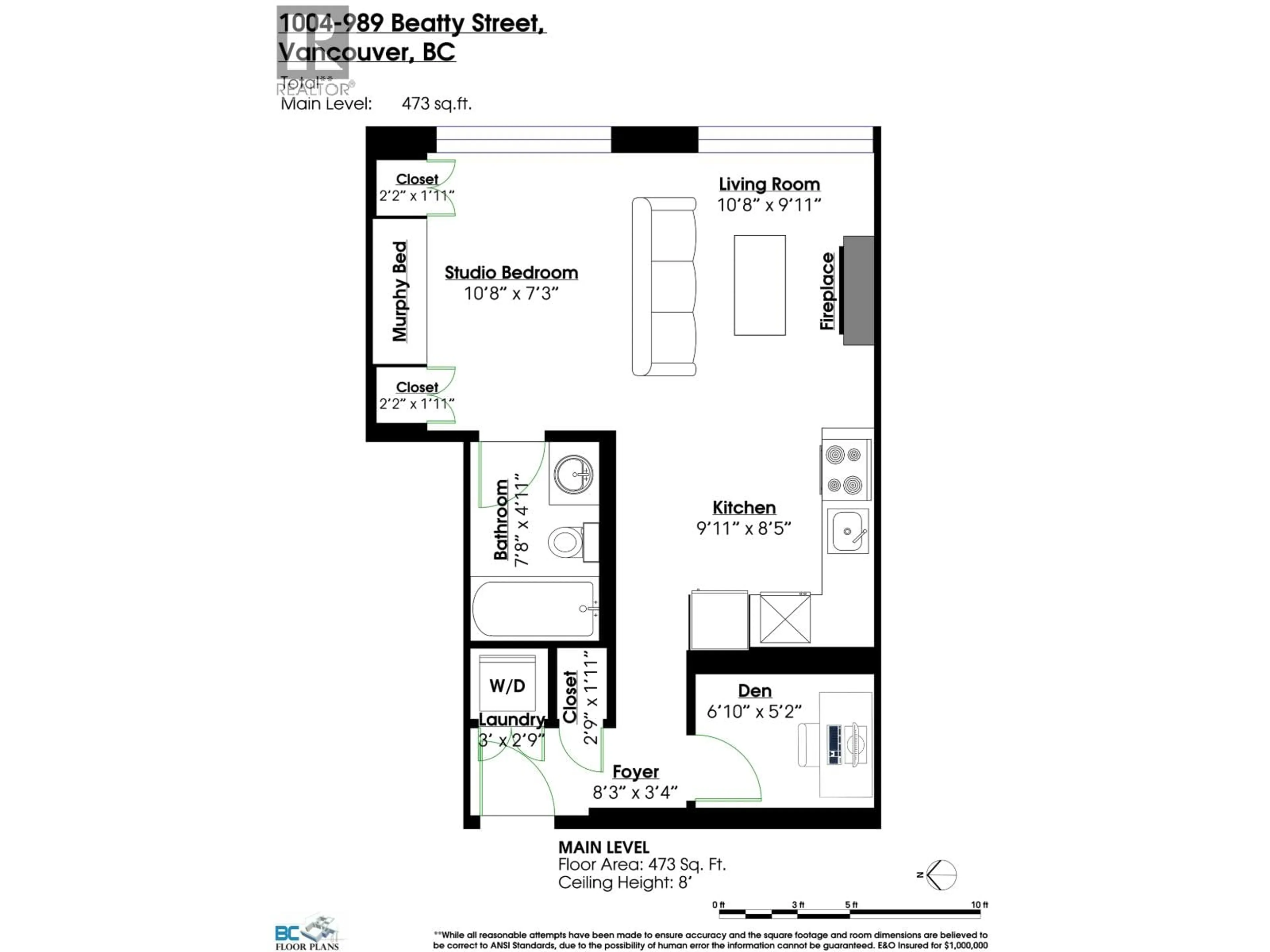 Floor plan for 1004 - 989 BEATTY STREET, Vancouver British Columbia V6Z3C2