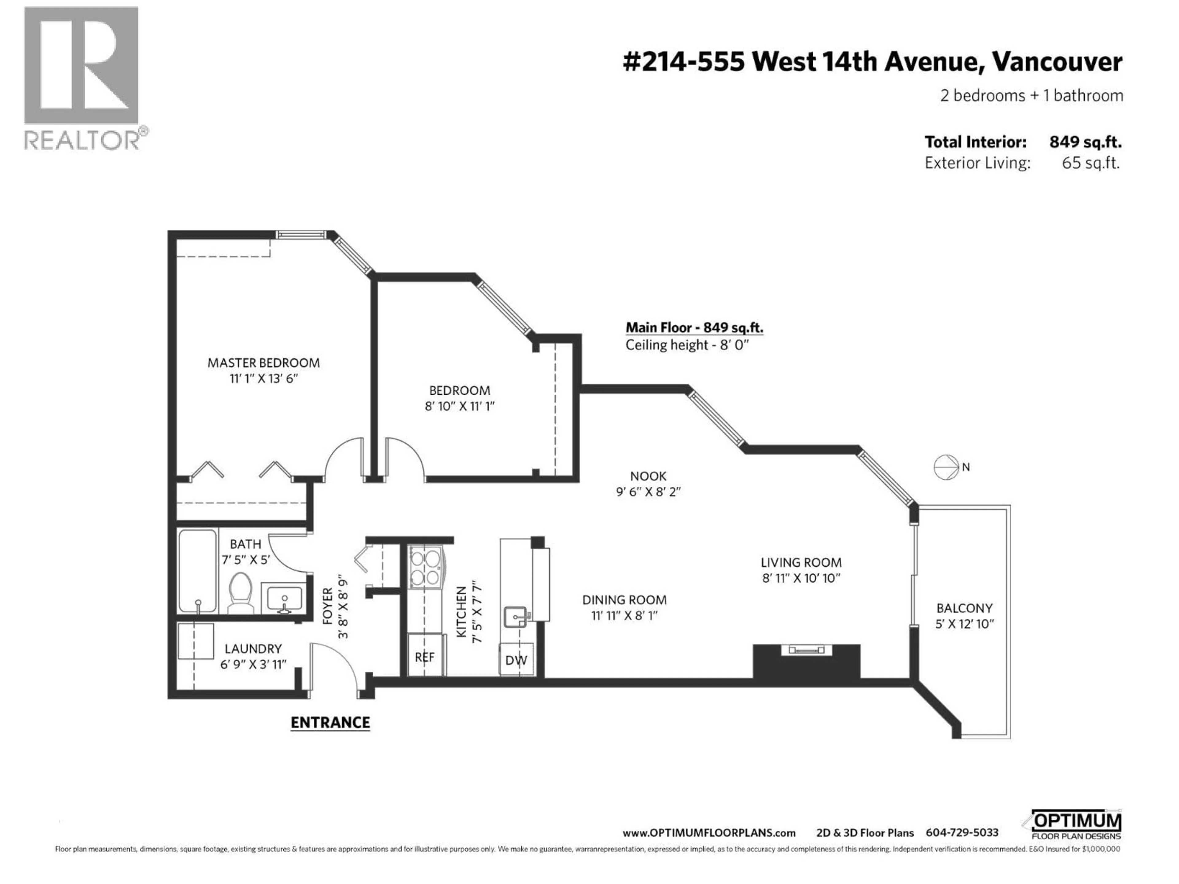 Floor plan for 214 - 555 14TH AVENUE, Vancouver British Columbia V5Z4G8