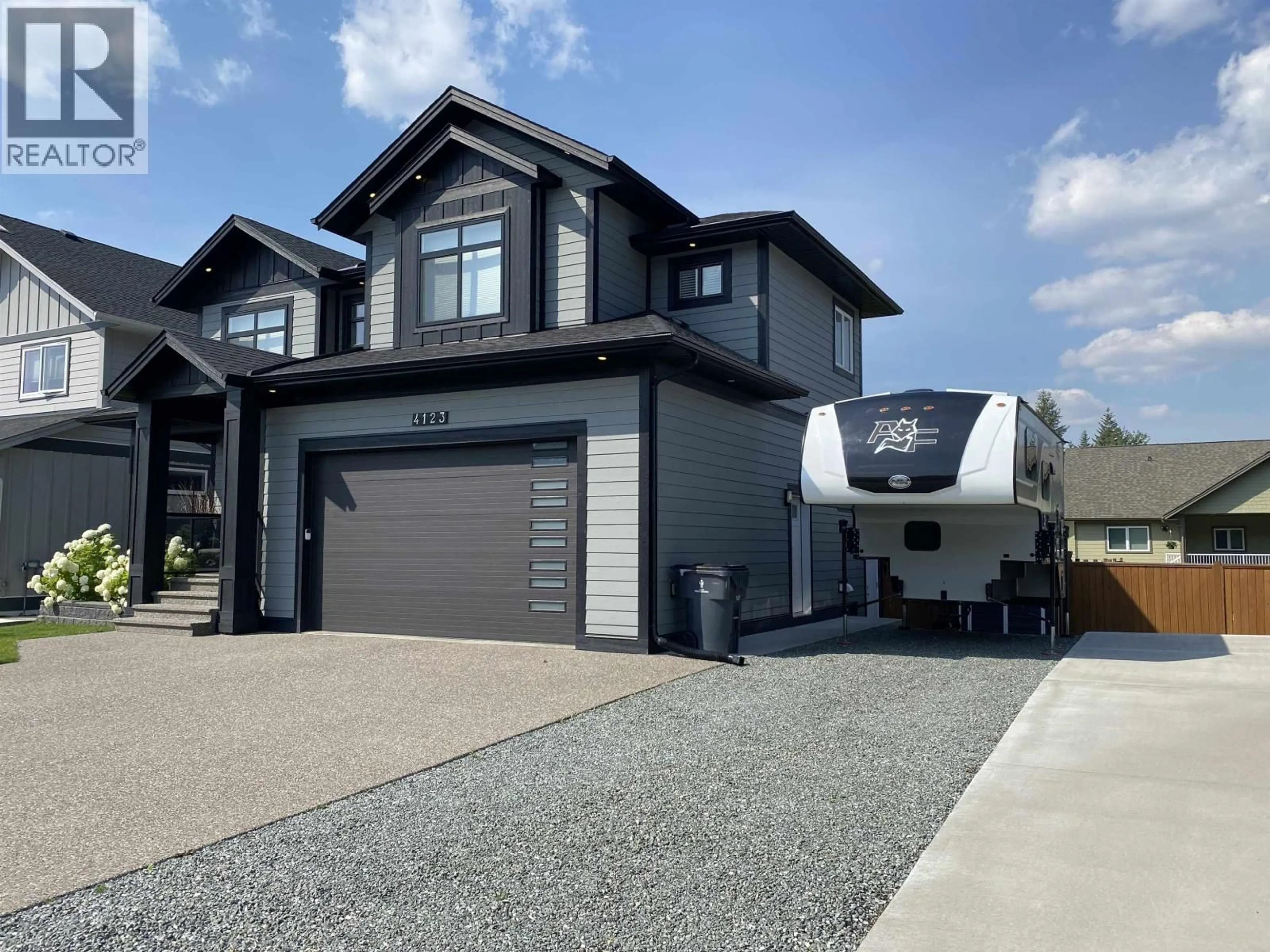 Home with vinyl exterior material, street for 4123 ZANETTE PLACE, Prince George British Columbia V2K0B1
